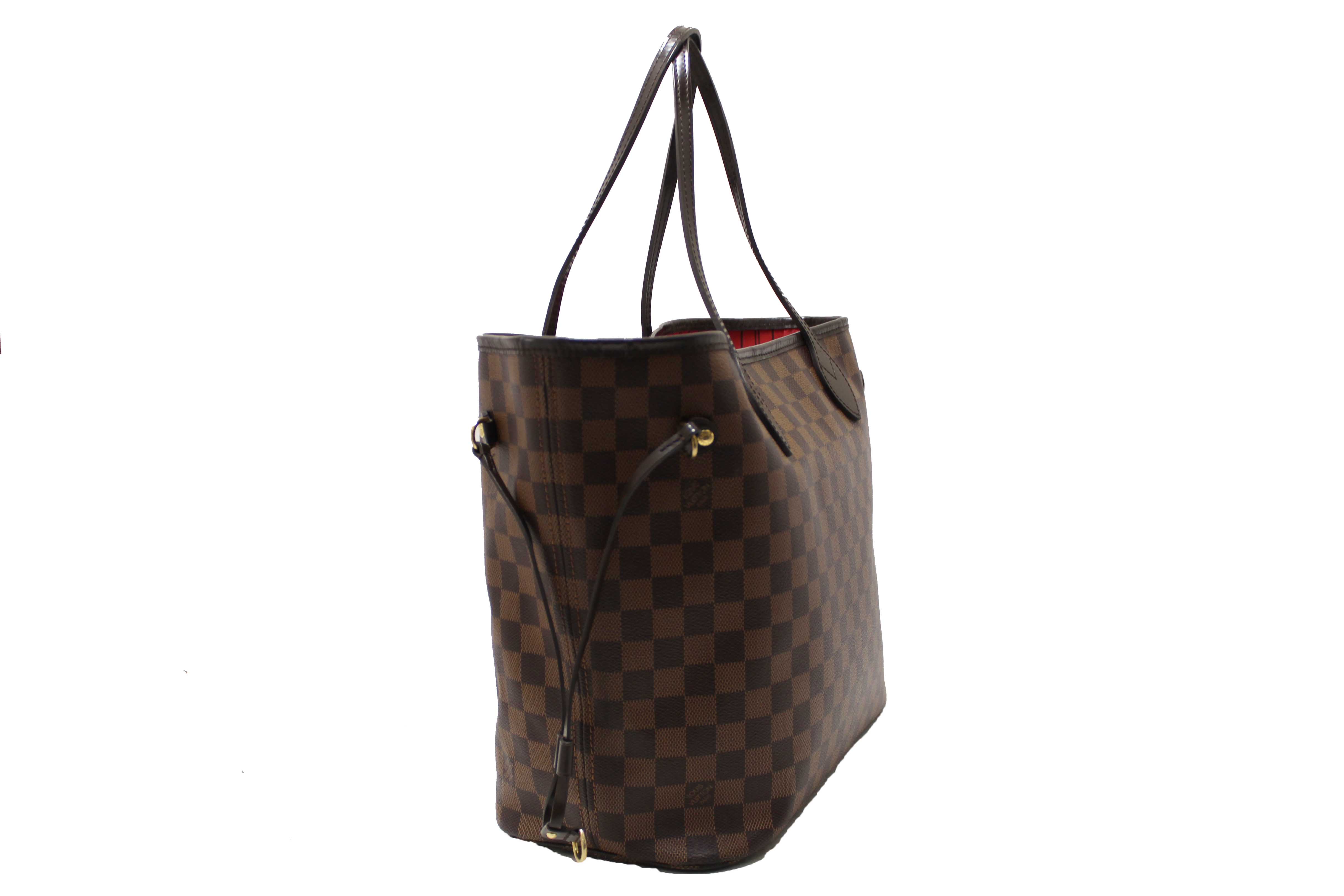 Authentic Louis Vuitton Damier Ebene Canvas Neverfull MM Tote Shoulder Bag