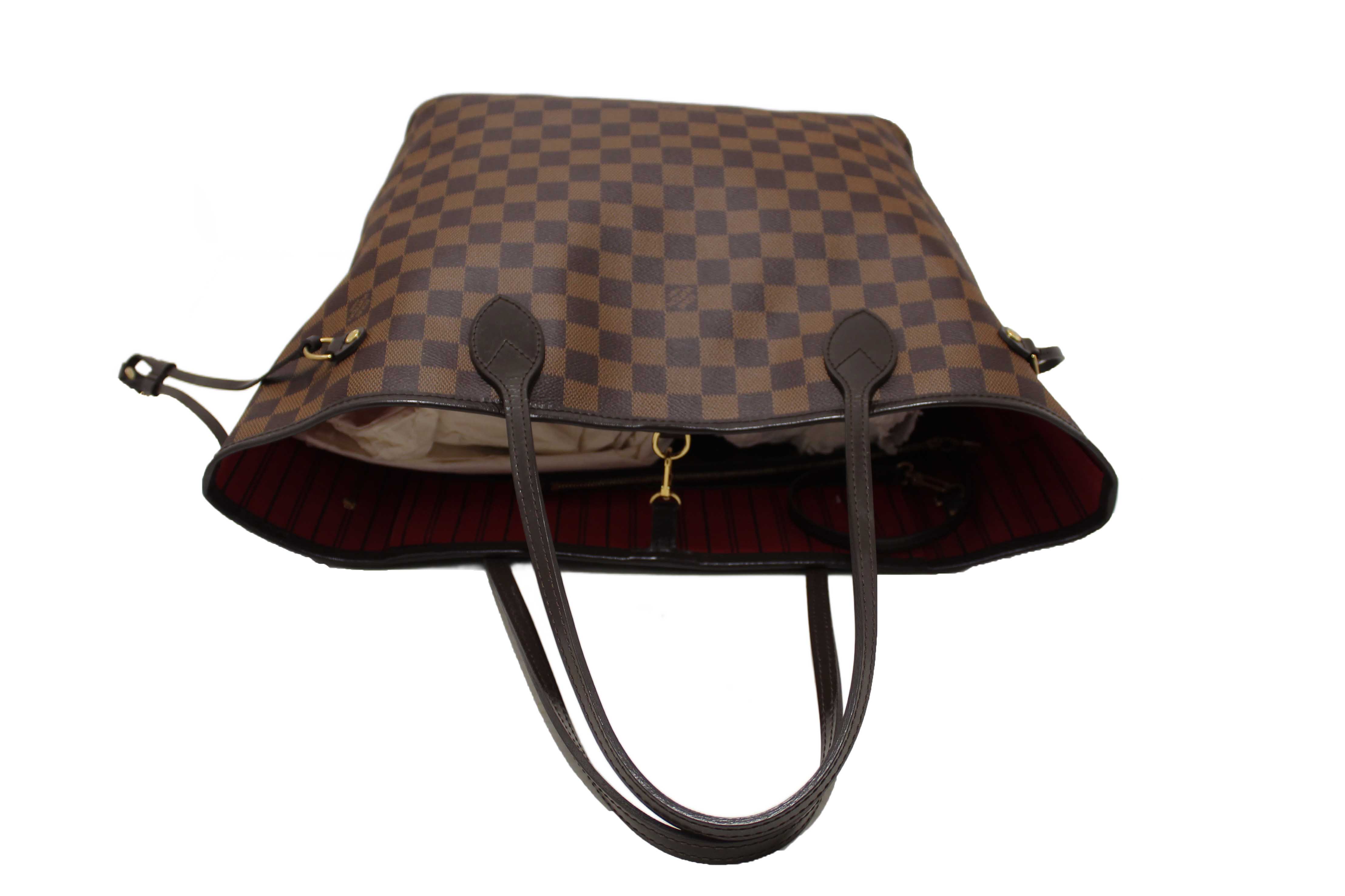 Authentic Louis Vuitton Damier Ebene Canvas Neverfull MM Tote Shoulder Bag