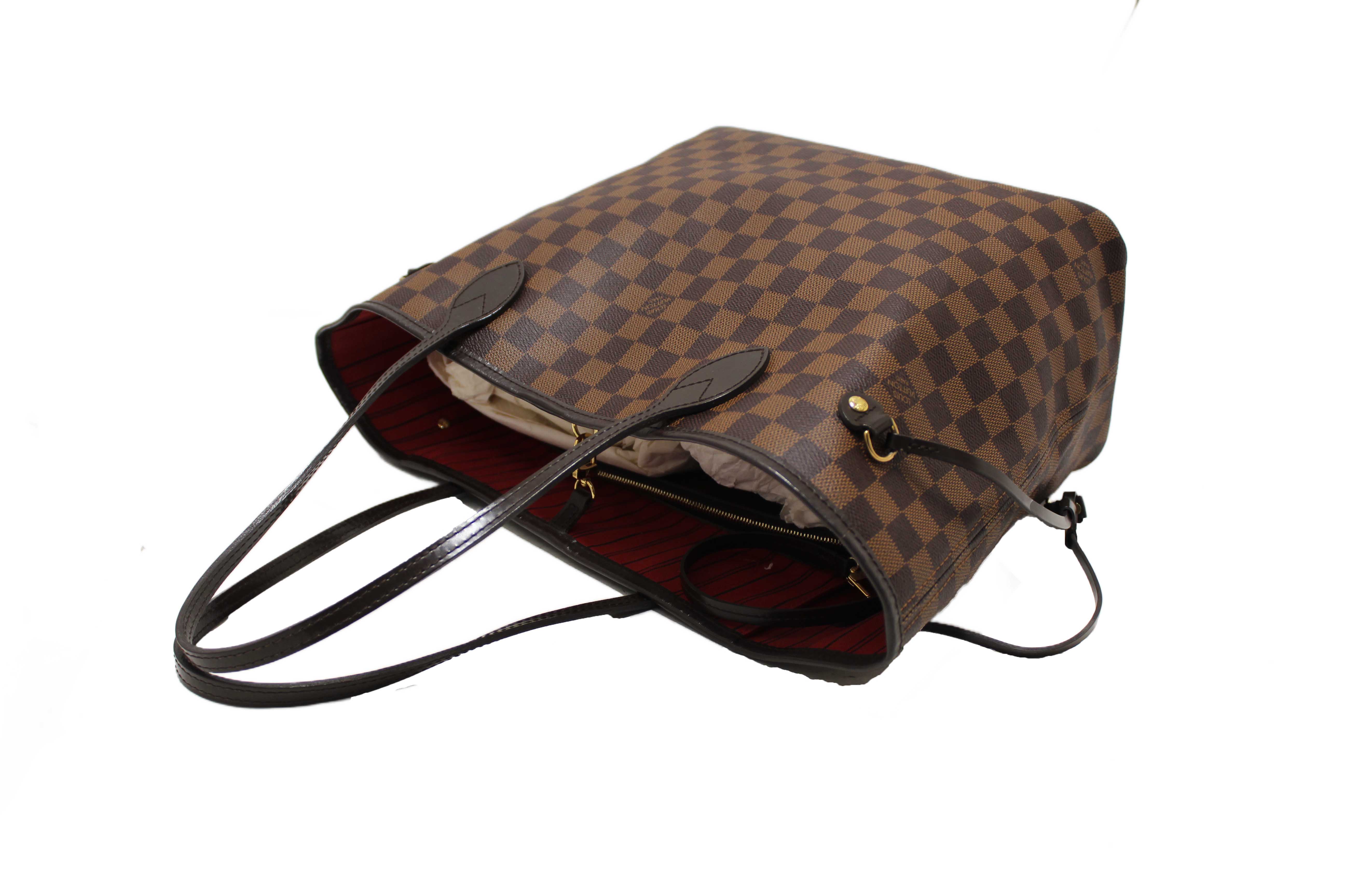 Authentic Louis Vuitton Damier Ebene Canvas Neverfull MM Tote Shoulder Bag