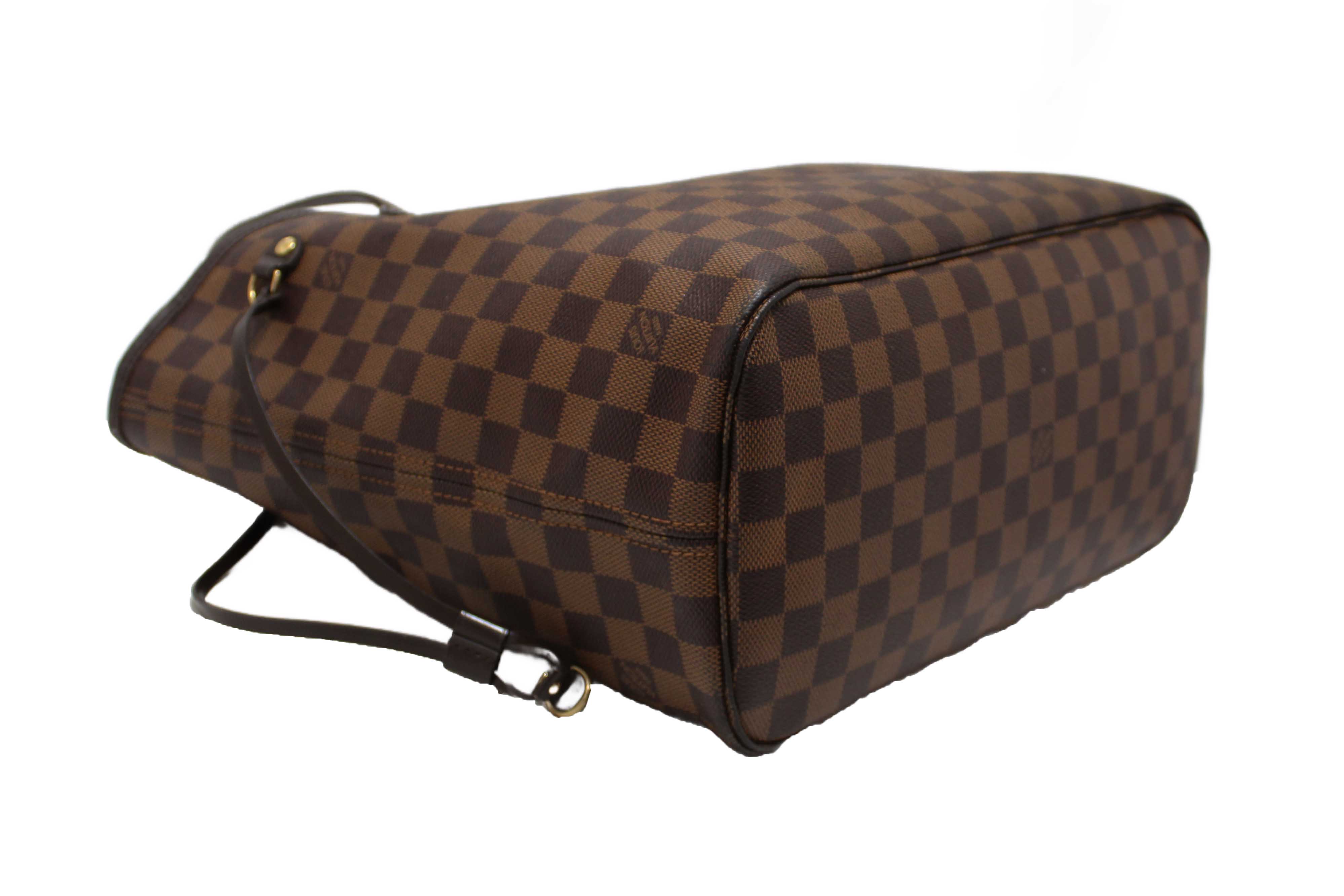Authentic Louis Vuitton Damier Ebene Canvas Neverfull MM Tote Shoulder Bag