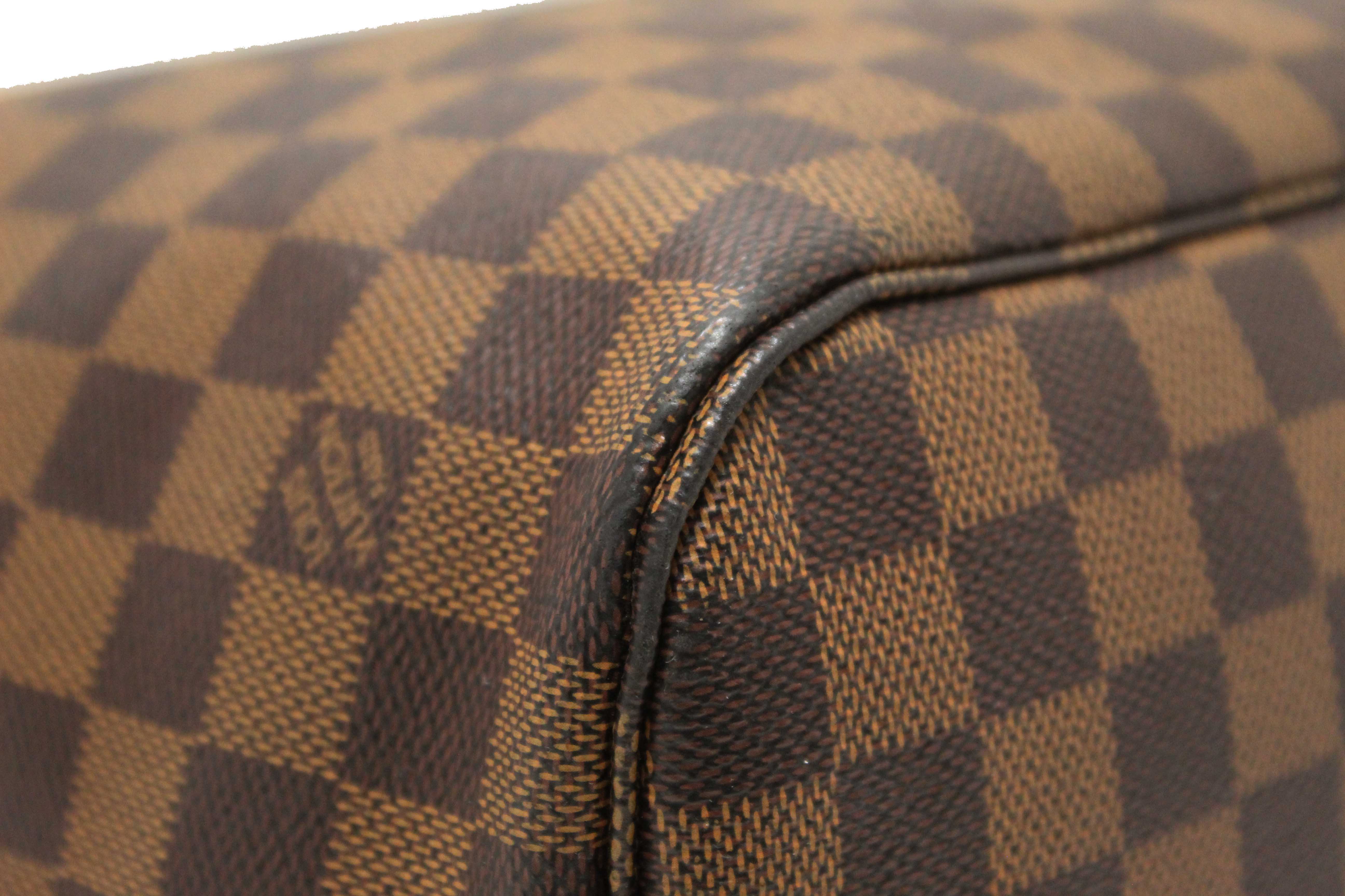 Authentic Louis Vuitton Damier Ebene Canvas Neverfull MM Tote Shoulder Bag