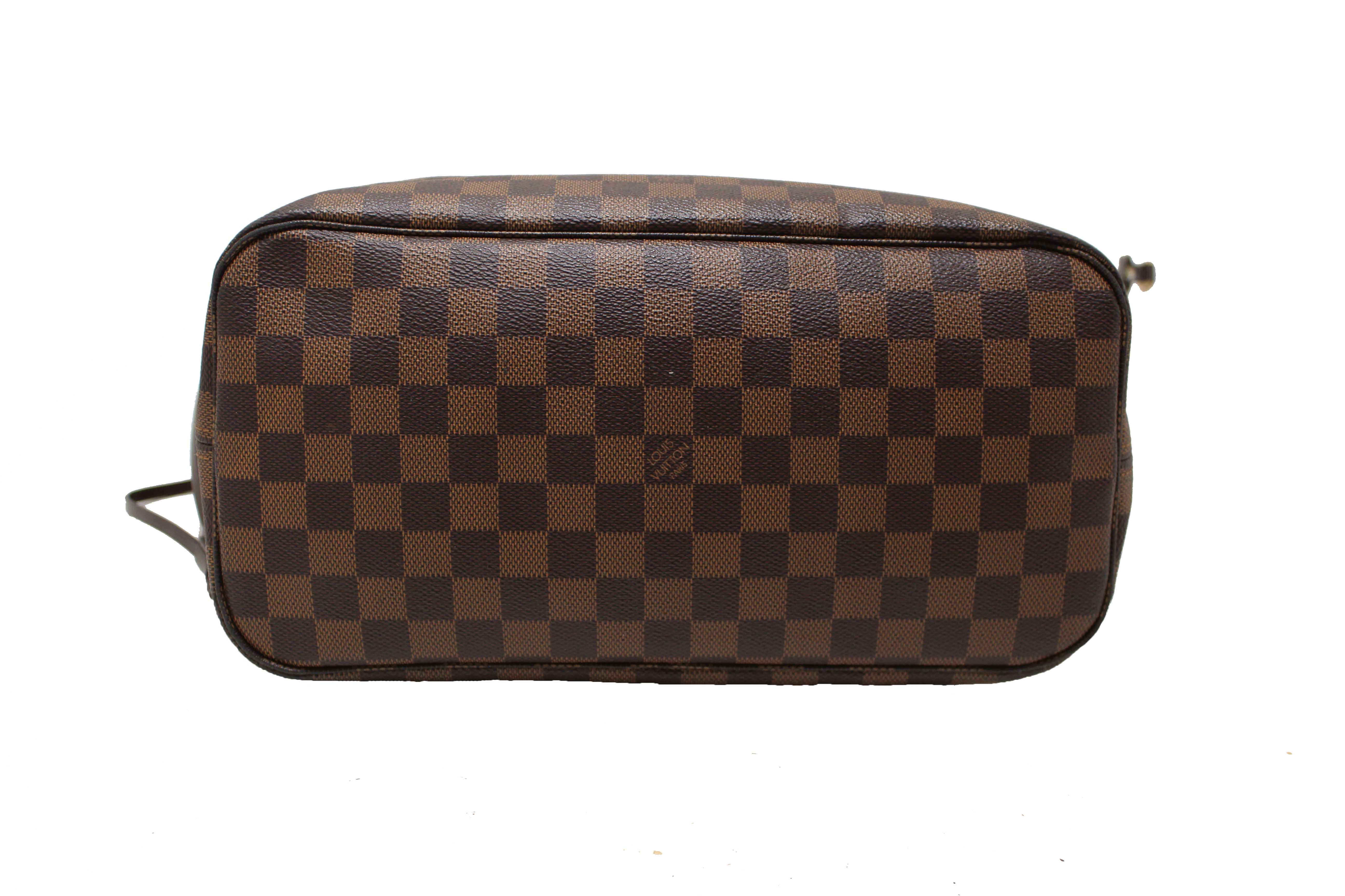 Authentic Louis Vuitton Damier Ebene Canvas Neverfull MM Tote Shoulder Bag