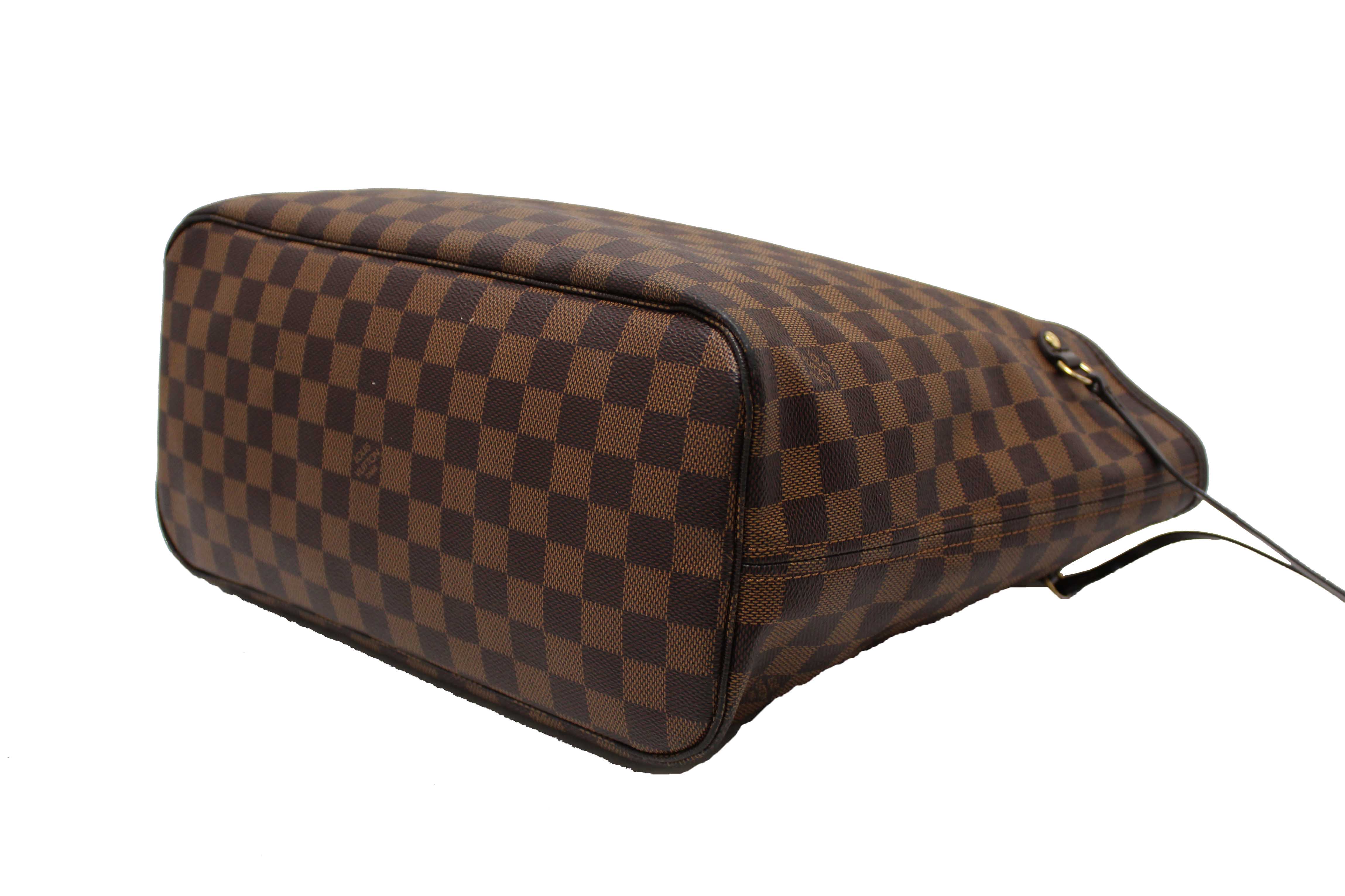 Authentic Louis Vuitton Damier Ebene Canvas Neverfull MM Tote Shoulder Bag