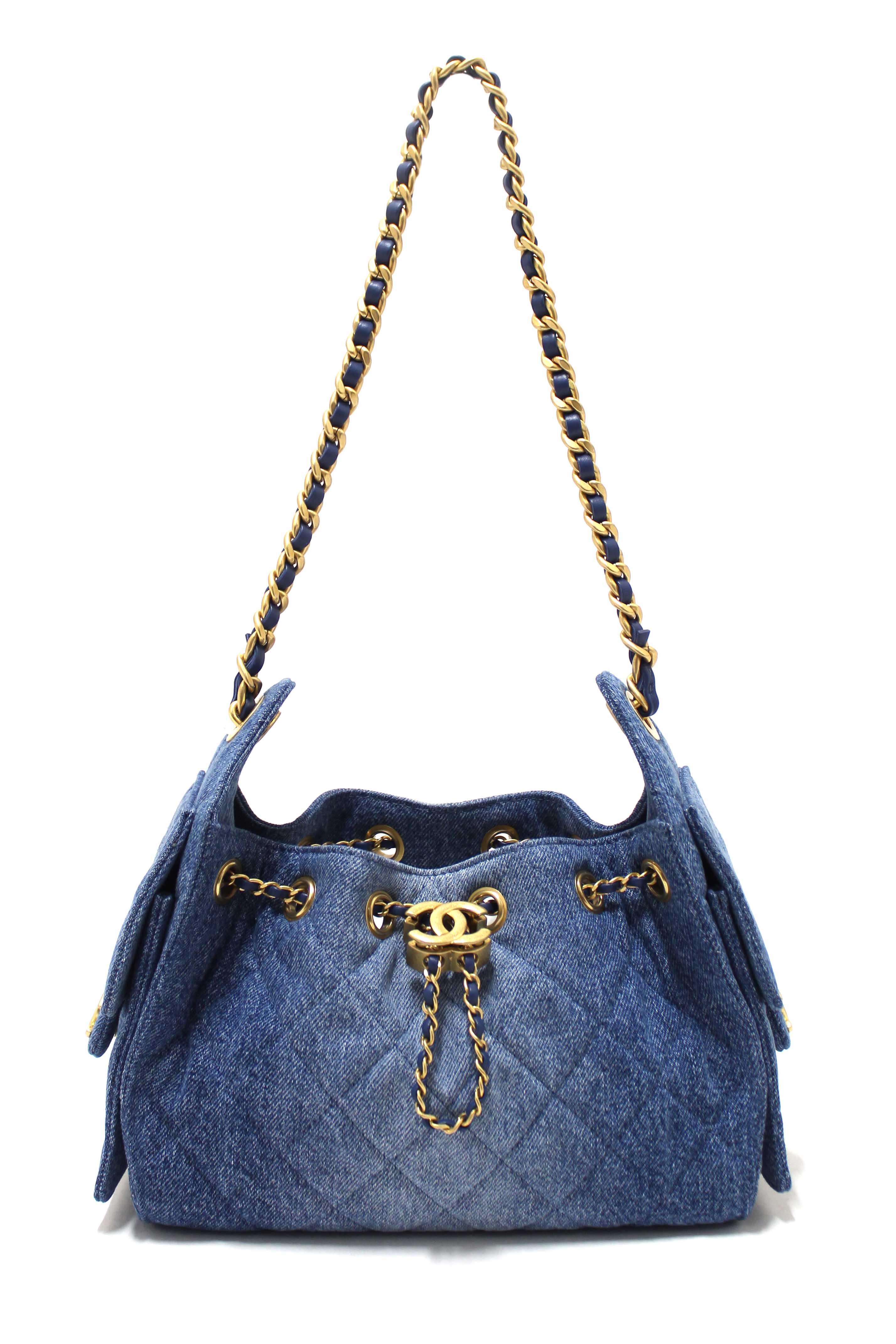 Authentic Chanel Washed Blue Denim Quilted Mini 25 Hobo Shoulder Bag