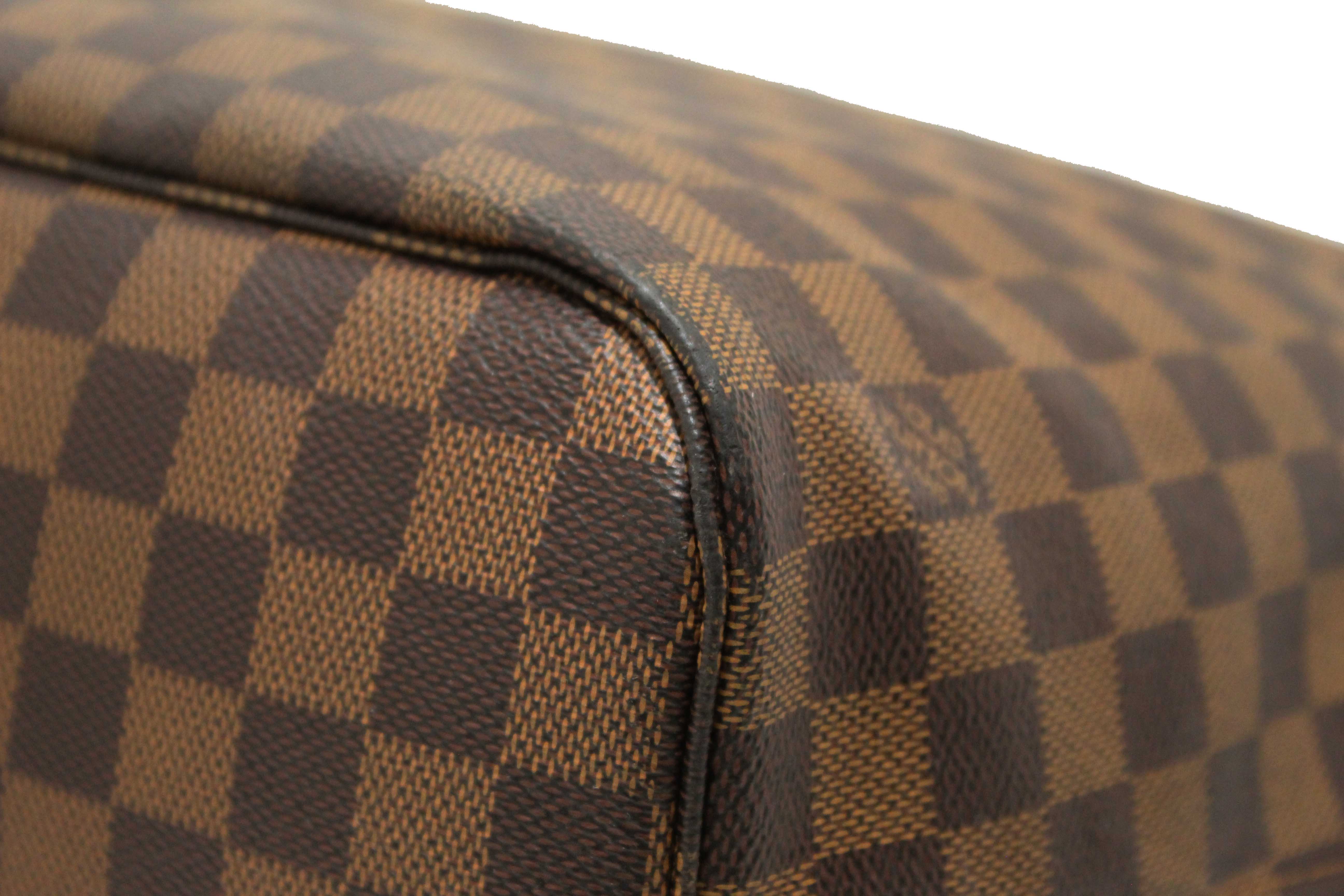 Authentic Louis Vuitton Damier Ebene Canvas Neverfull MM Tote Shoulder Bag