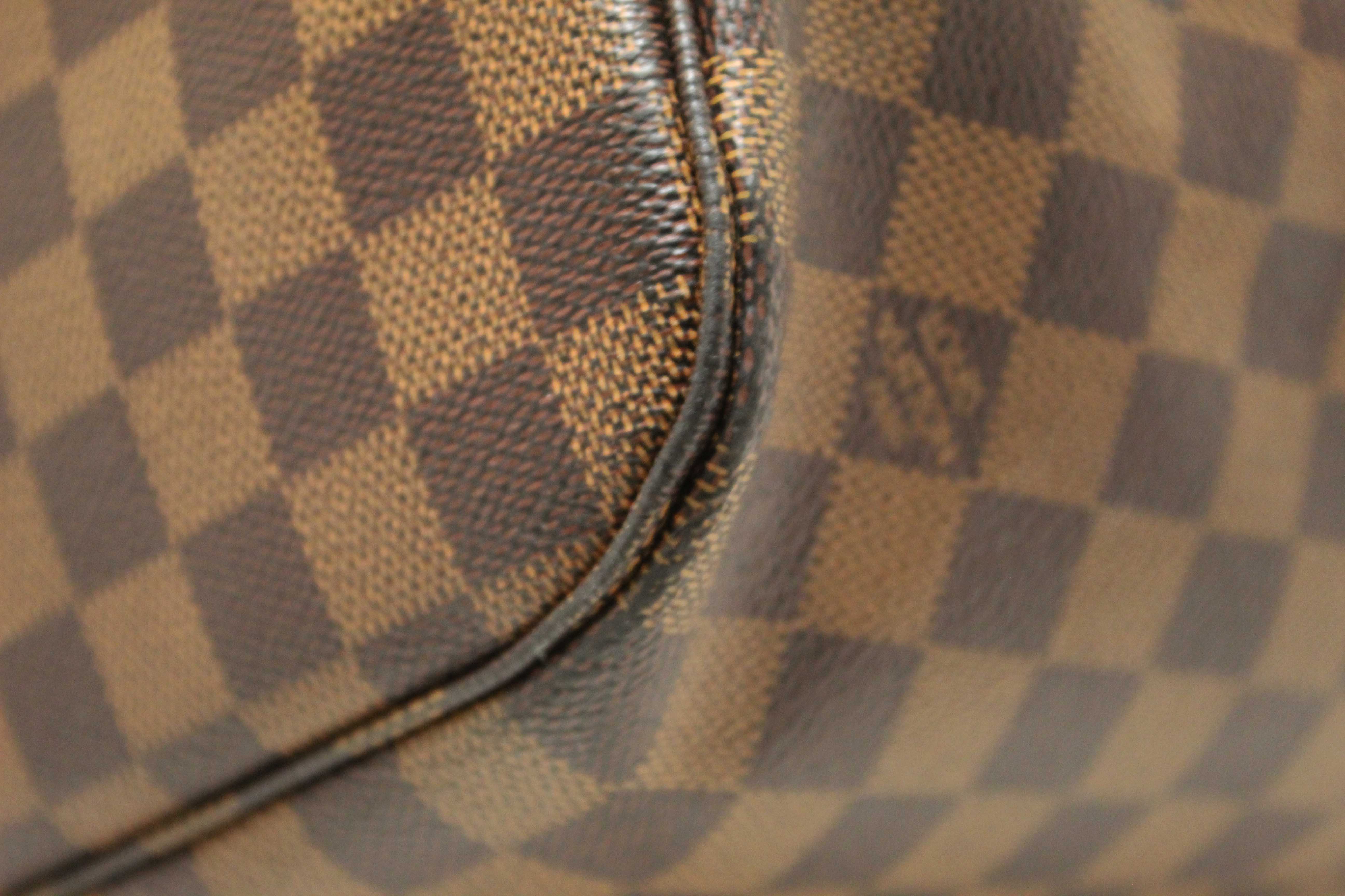 Authentic Louis Vuitton Damier Ebene Canvas Neverfull MM Tote Shoulder Bag