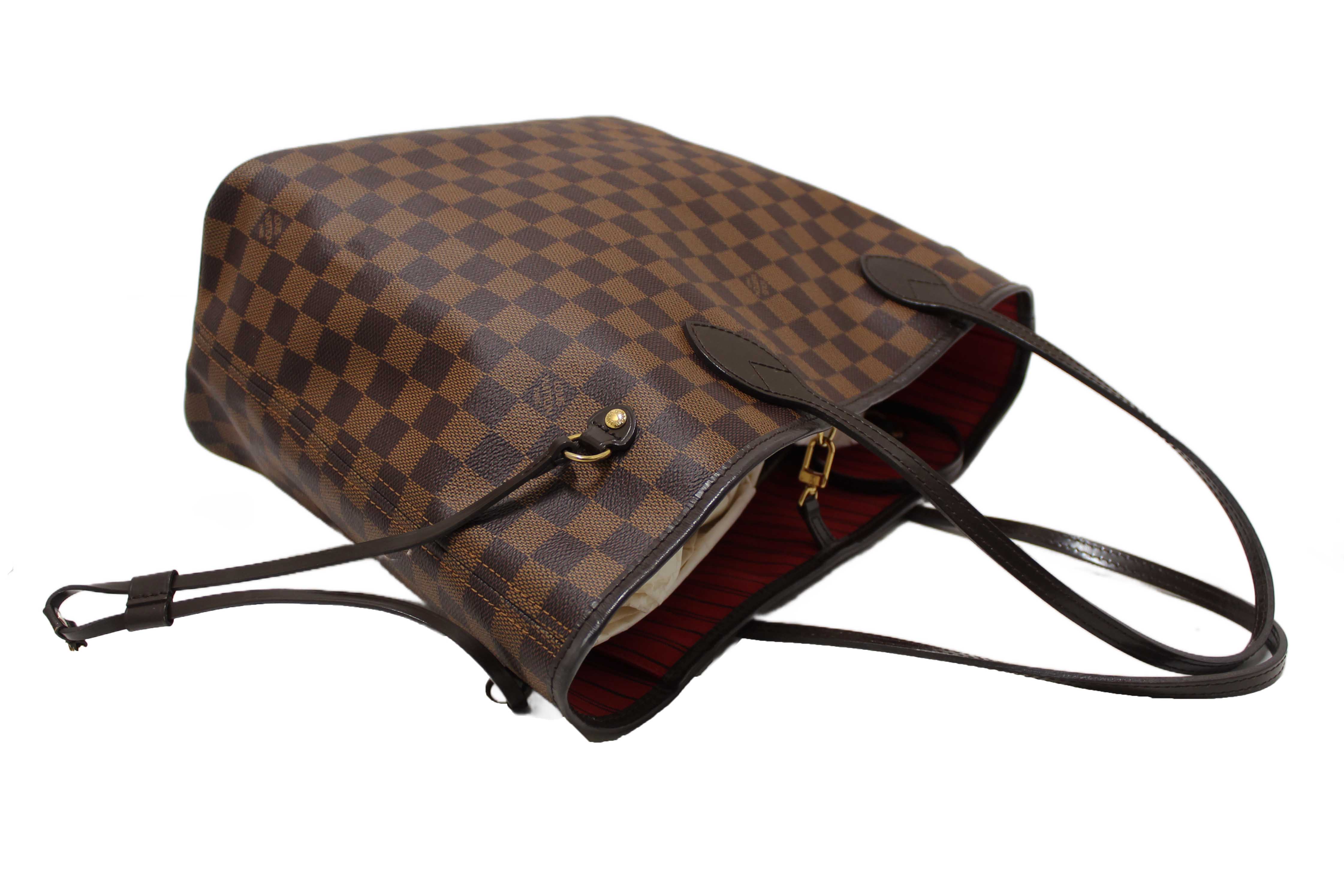 Authentic Louis Vuitton Damier Ebene Canvas Neverfull MM Tote Shoulder Bag