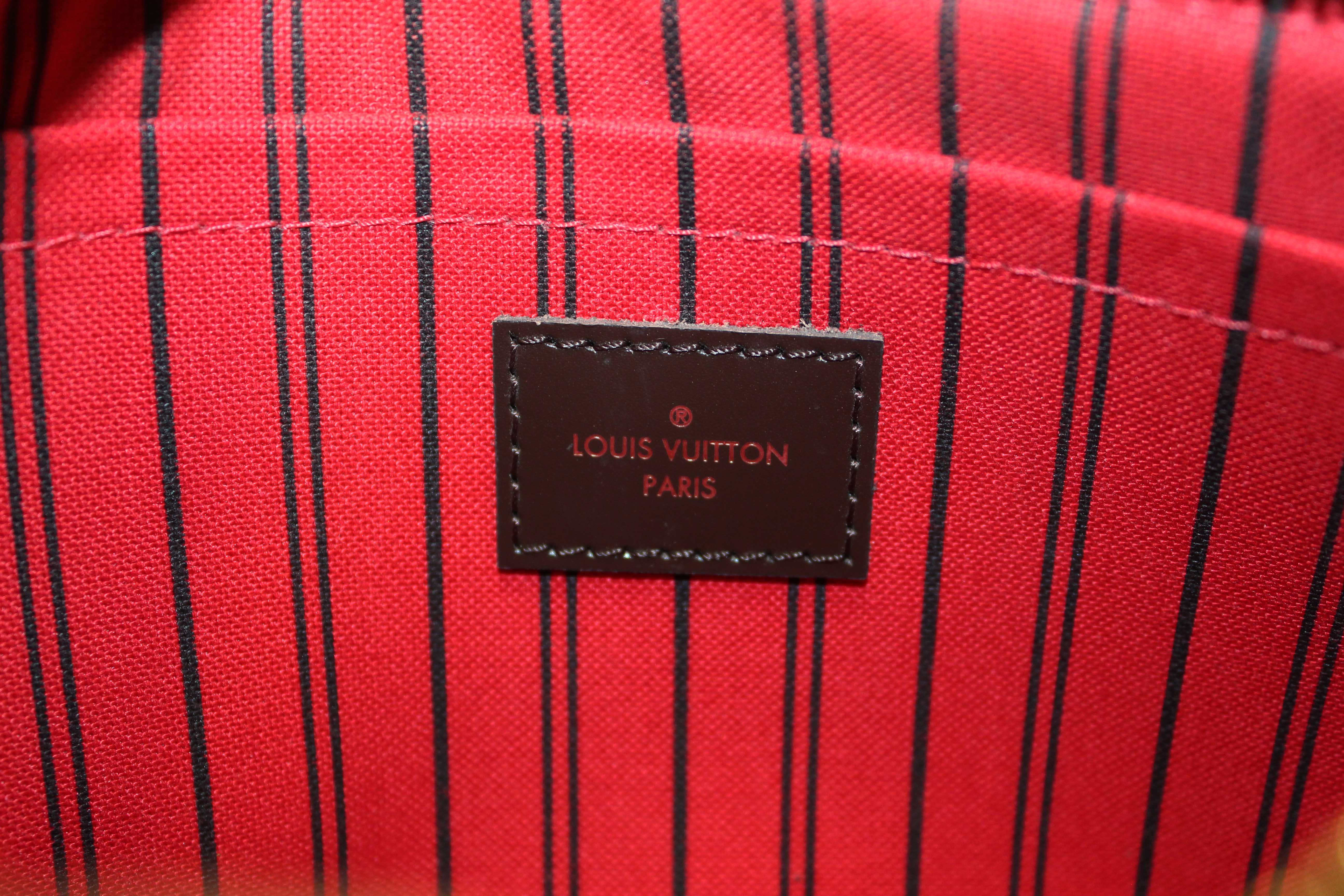 Authentic Louis Vuitton Damier Ebene Canvas Neverfull MM Tote Shoulder Bag
