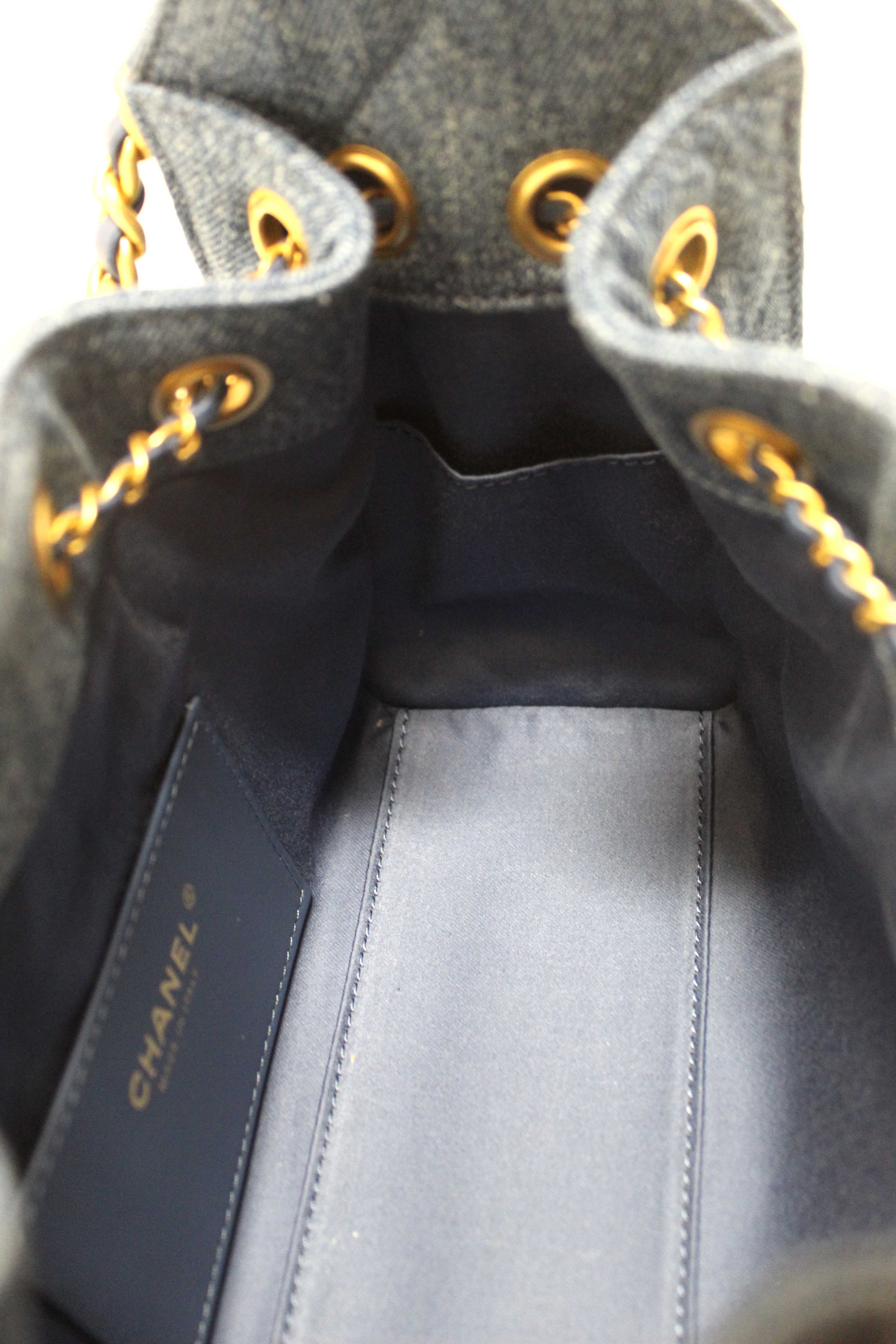 Authentic Chanel Washed Blue Denim Quilted Mini 25 Hobo Shoulder Bag