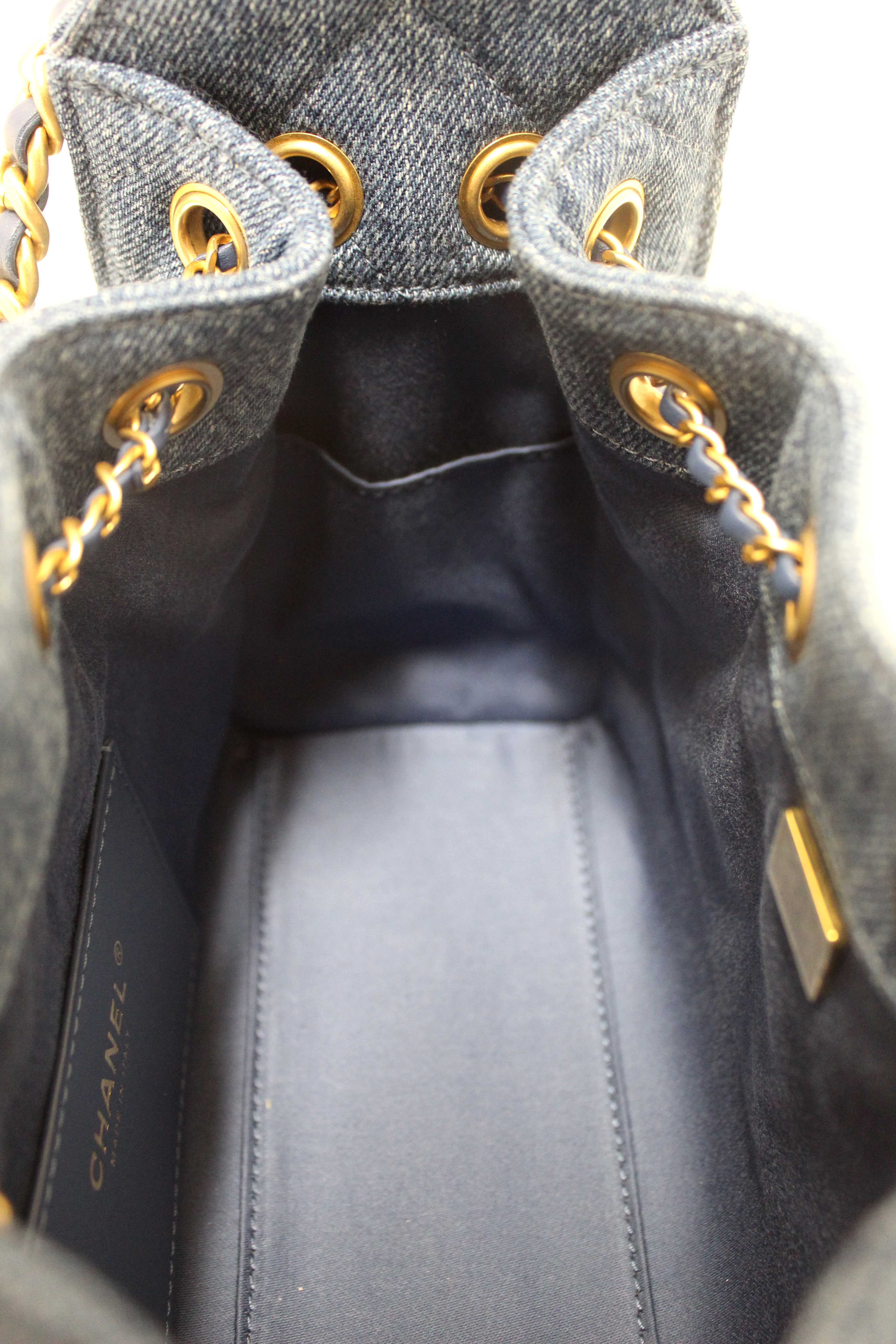 Authentic Chanel Washed Blue Denim Quilted Mini 25 Hobo Shoulder Bag