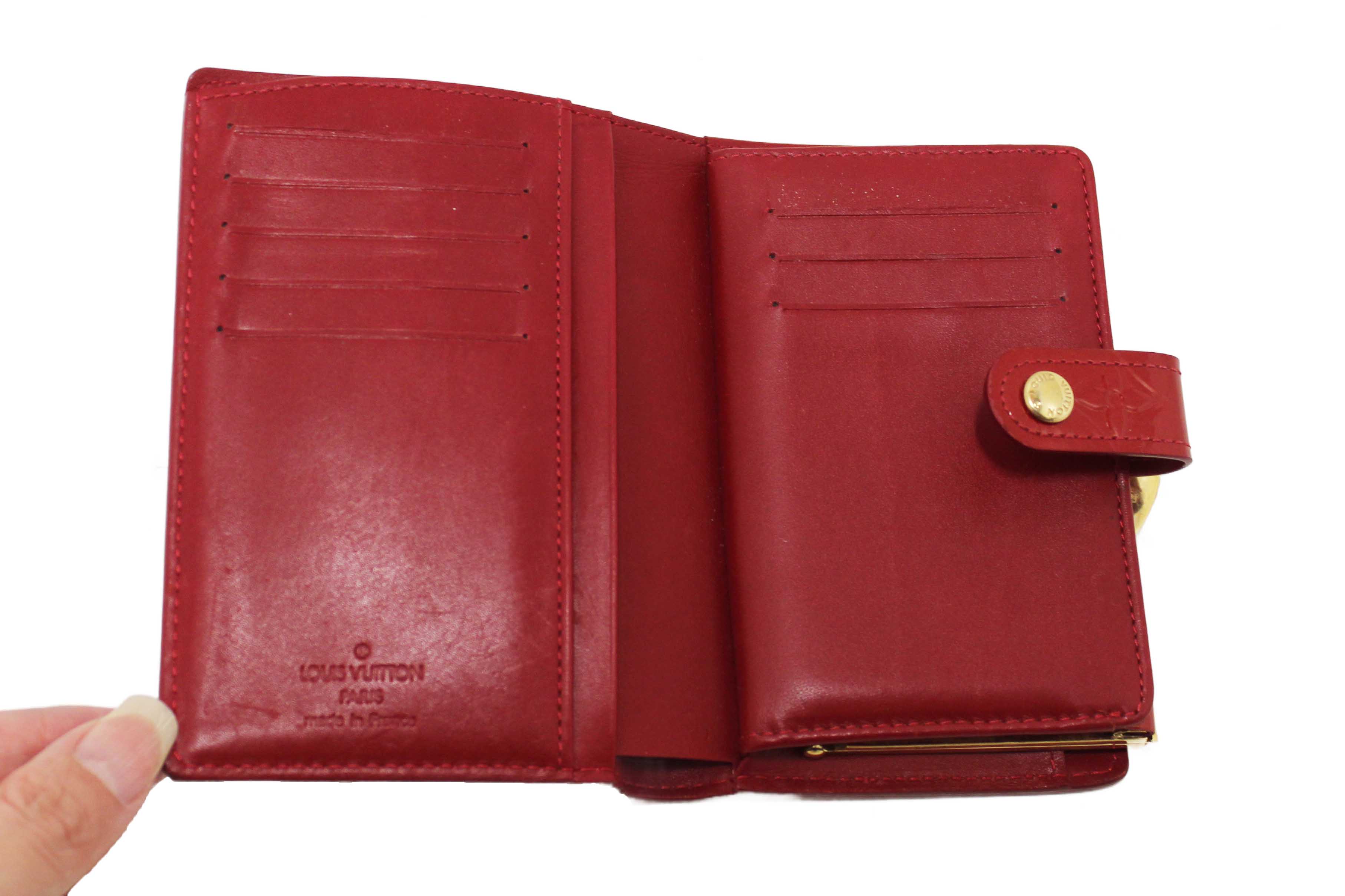 Authentic Louis Vuitton Red Monogram Vernis Patent Leather French Wallet