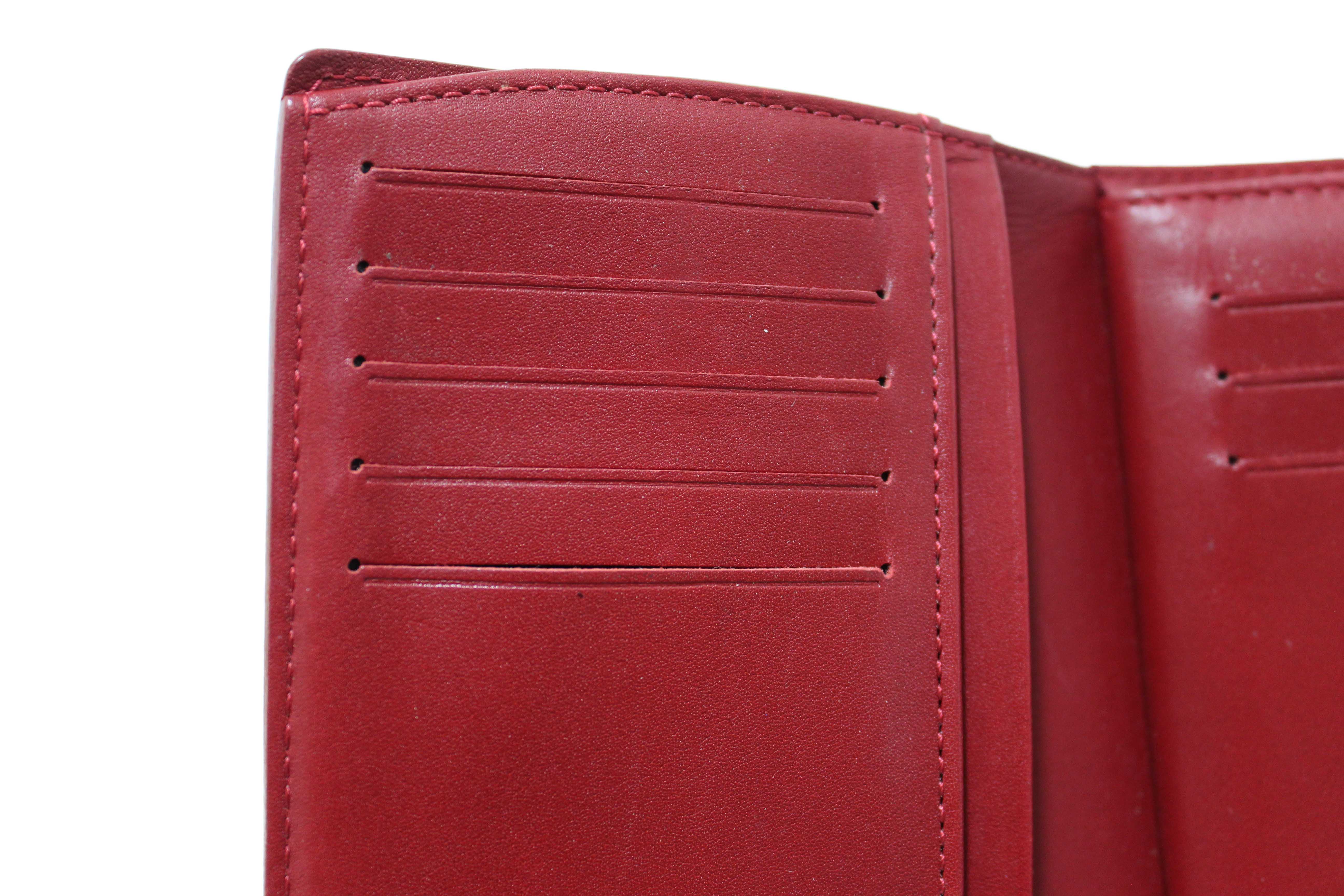 Authentic Louis Vuitton Red Monogram Vernis Patent Leather French Wallet