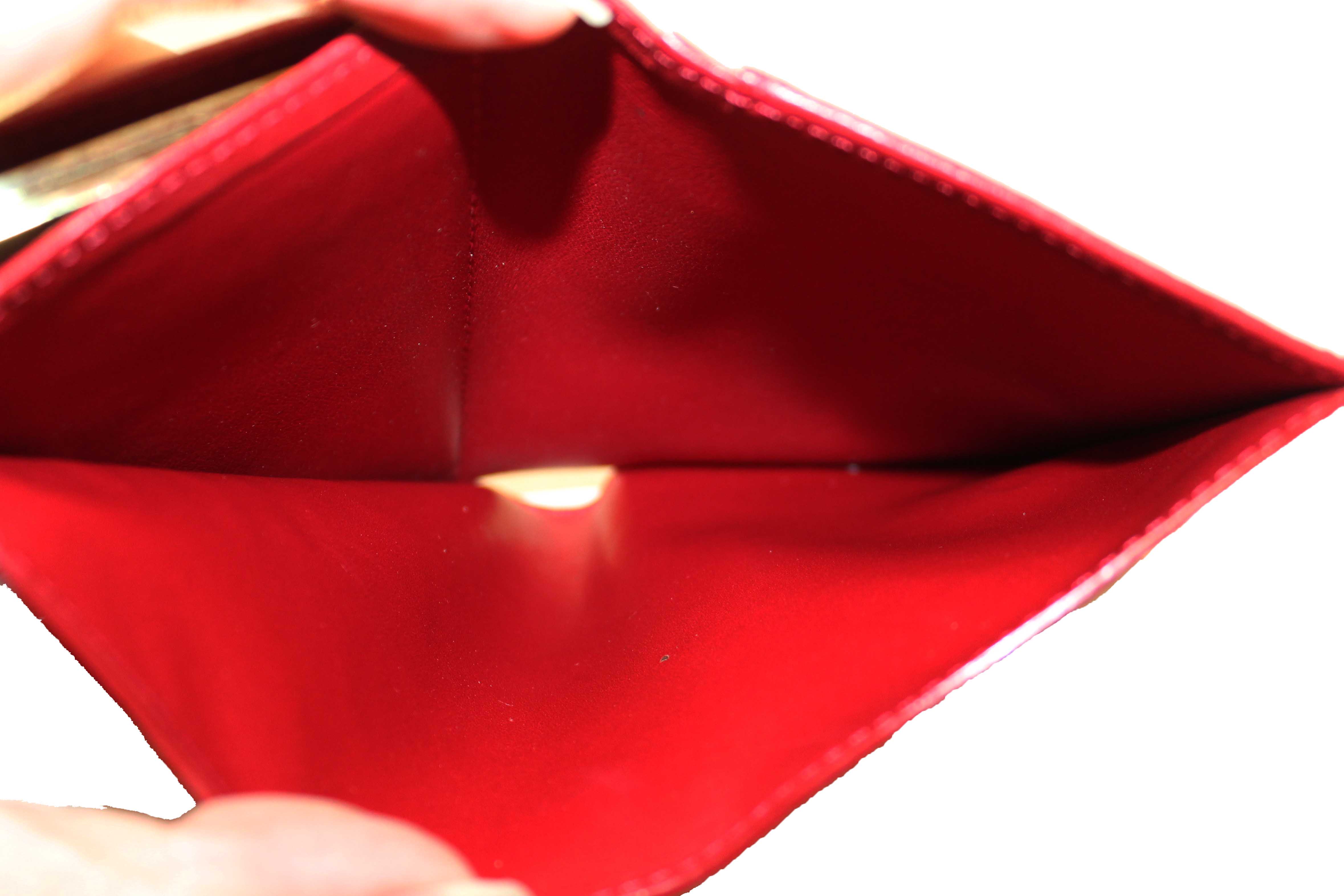 Authentic Louis Vuitton Red Monogram Vernis Patent Leather French Wallet