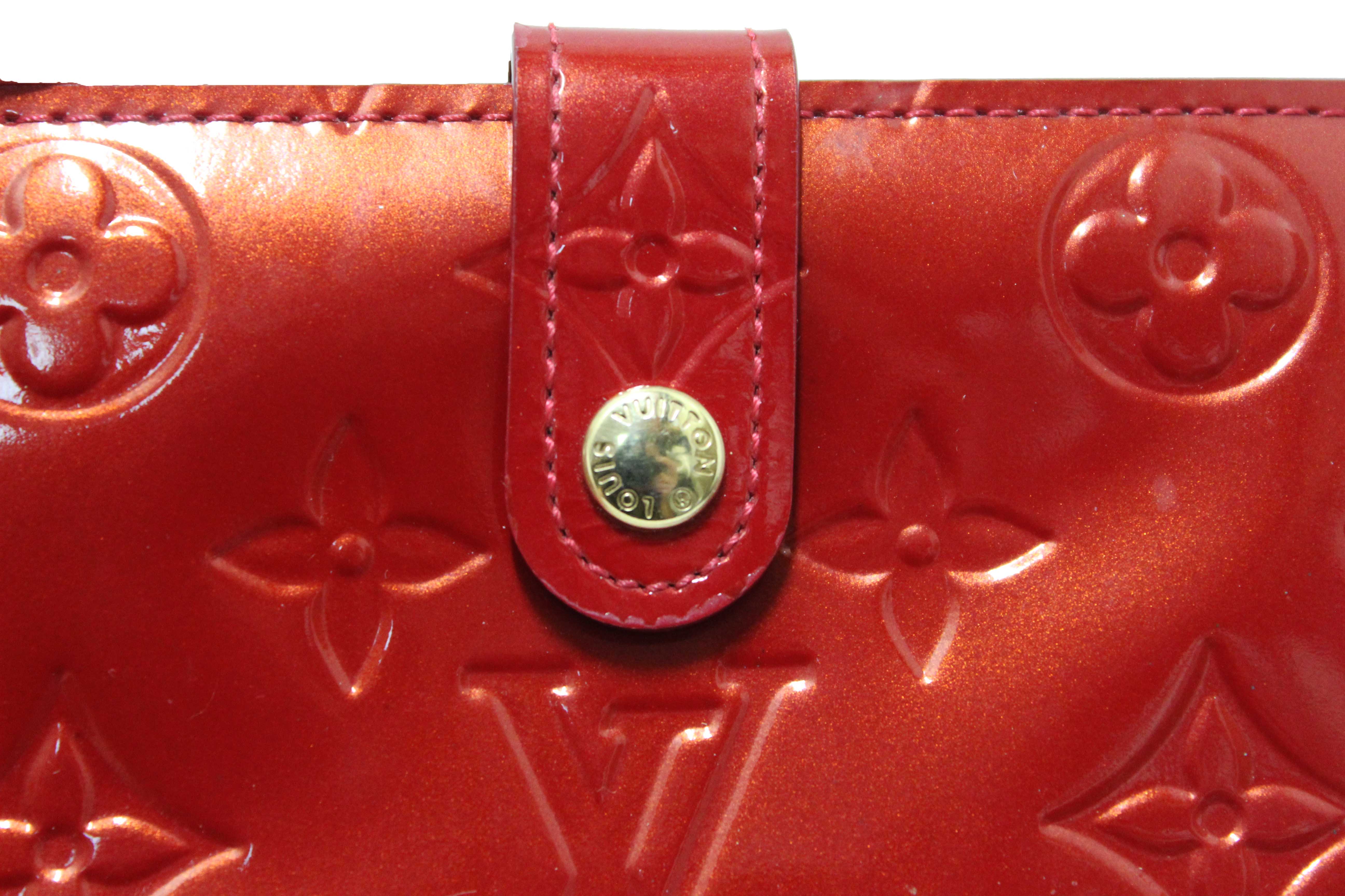 Authentic Louis Vuitton Red Monogram Vernis Patent Leather French Wallet