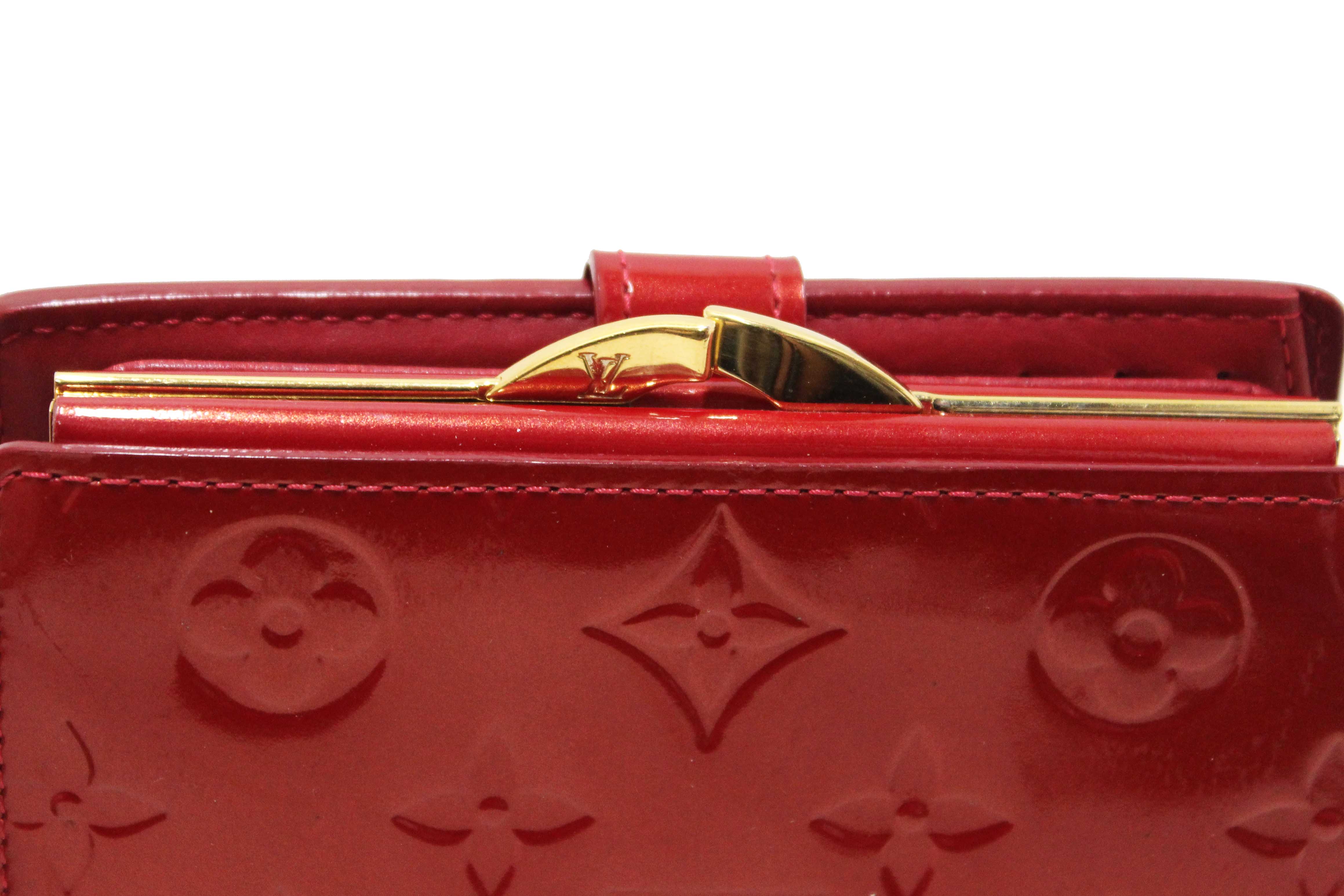 Authentic Louis Vuitton Red Monogram Vernis Patent Leather French Wallet