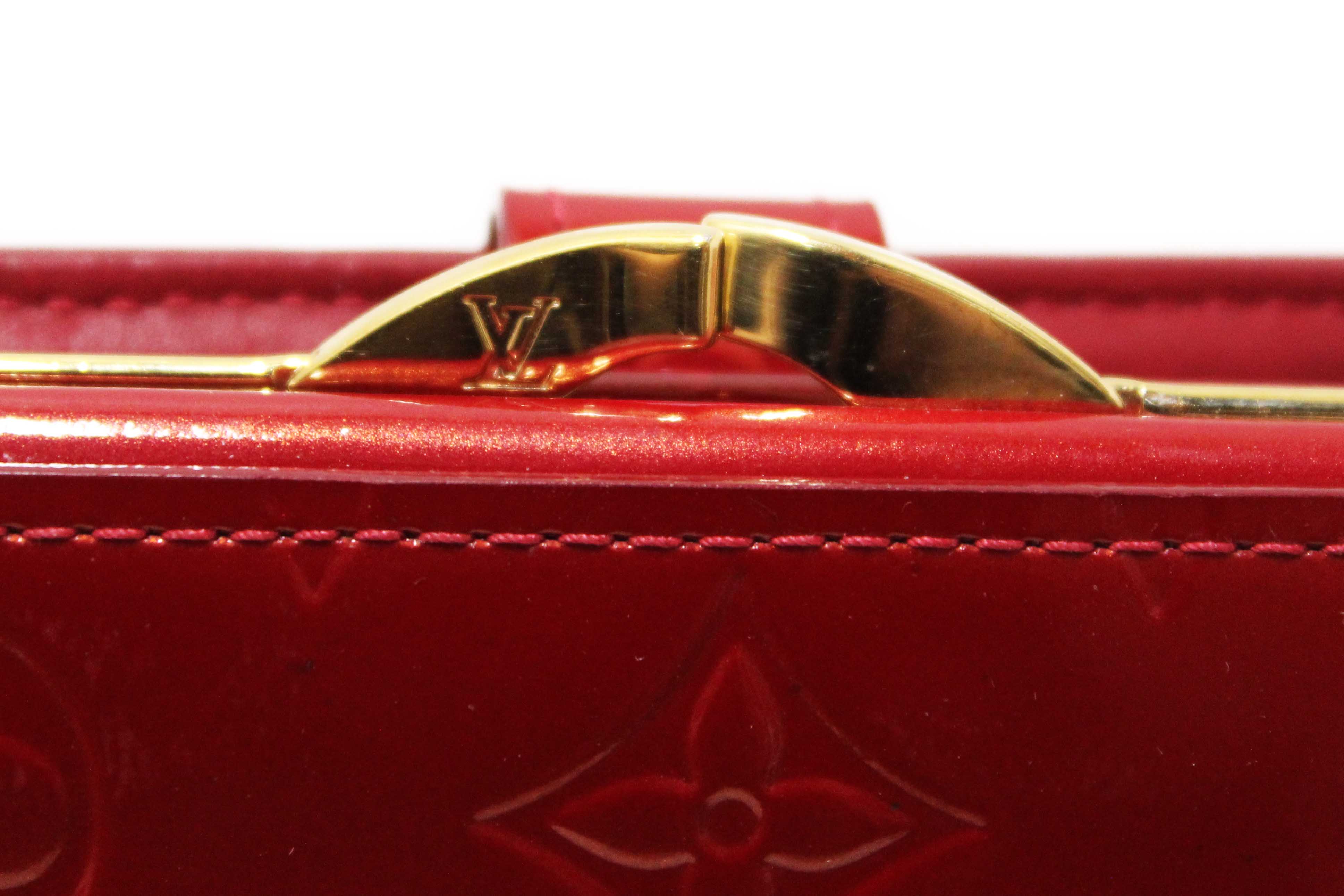 Authentic Louis Vuitton Red Monogram Vernis Patent Leather French Wallet