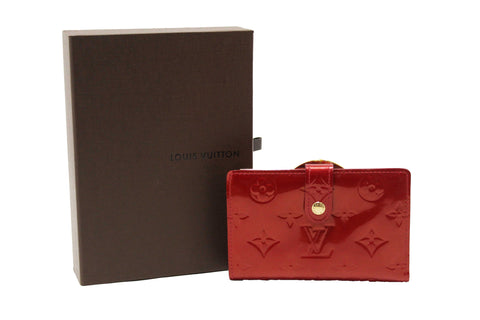 Authentic Louis Vuitton Red Monogram Vernis Patent Leather French Wallet