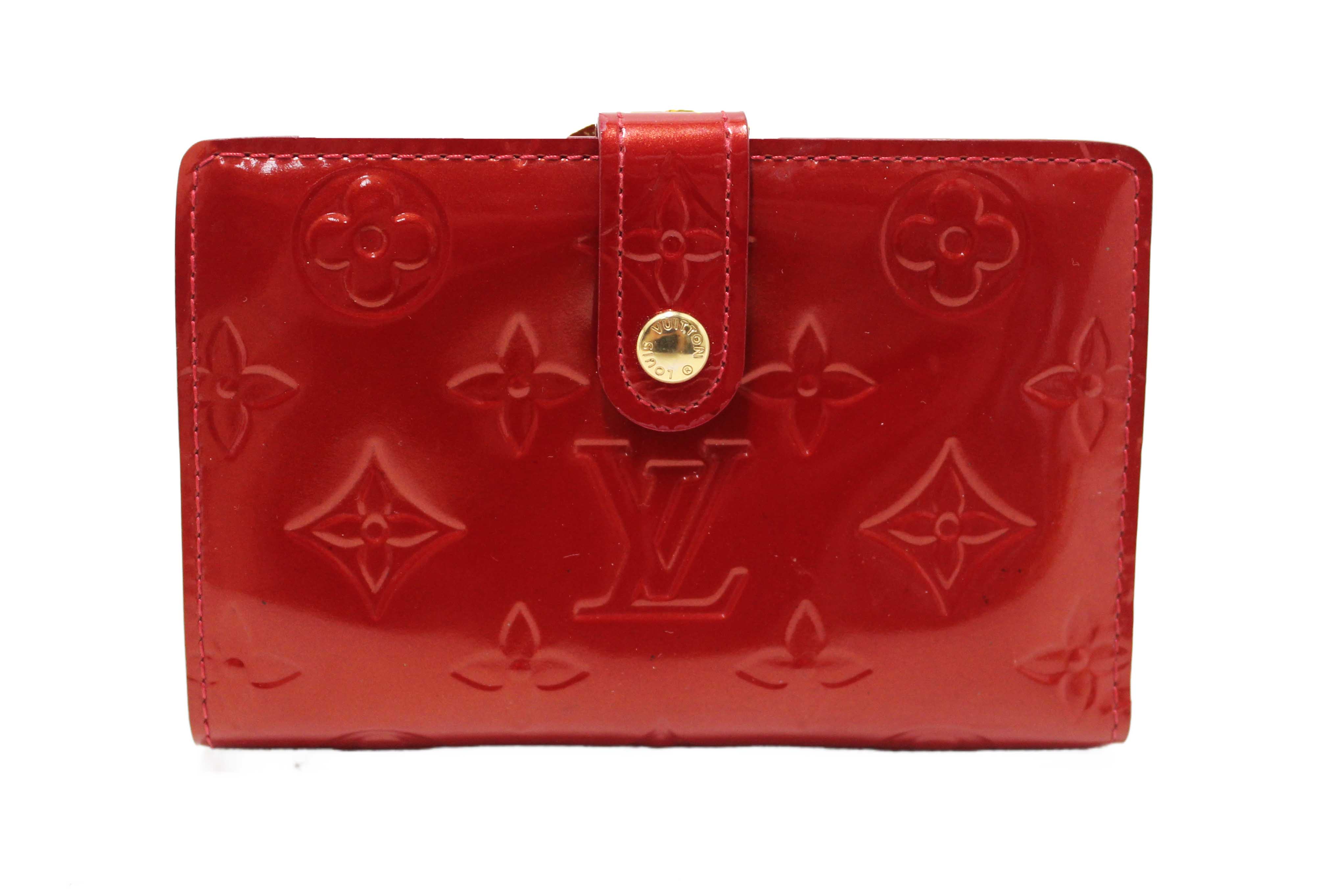 Authentic Louis Vuitton Red Monogram Vernis Patent Leather French Wallet