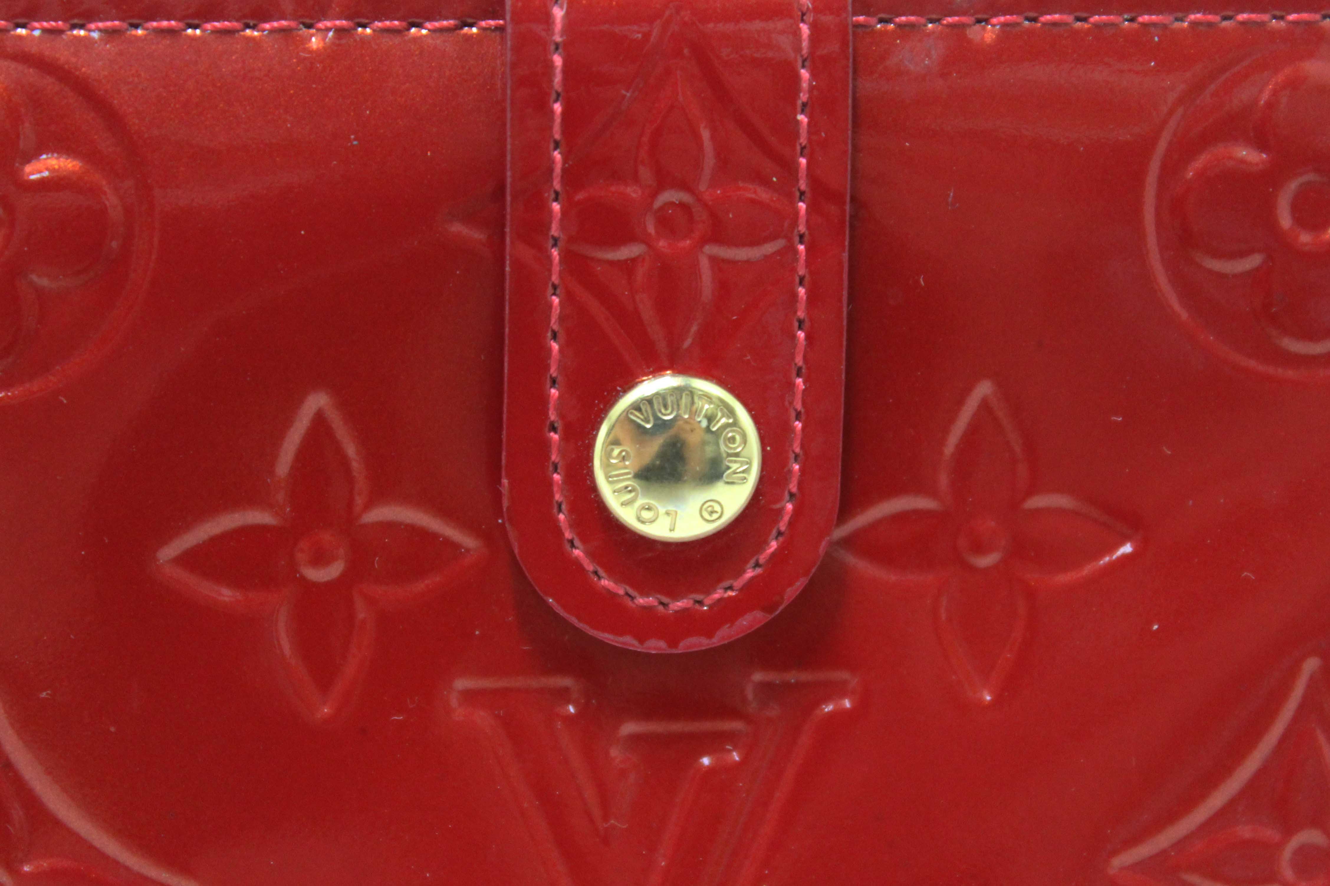 Authentic Louis Vuitton Red Monogram Vernis Patent Leather French Wallet