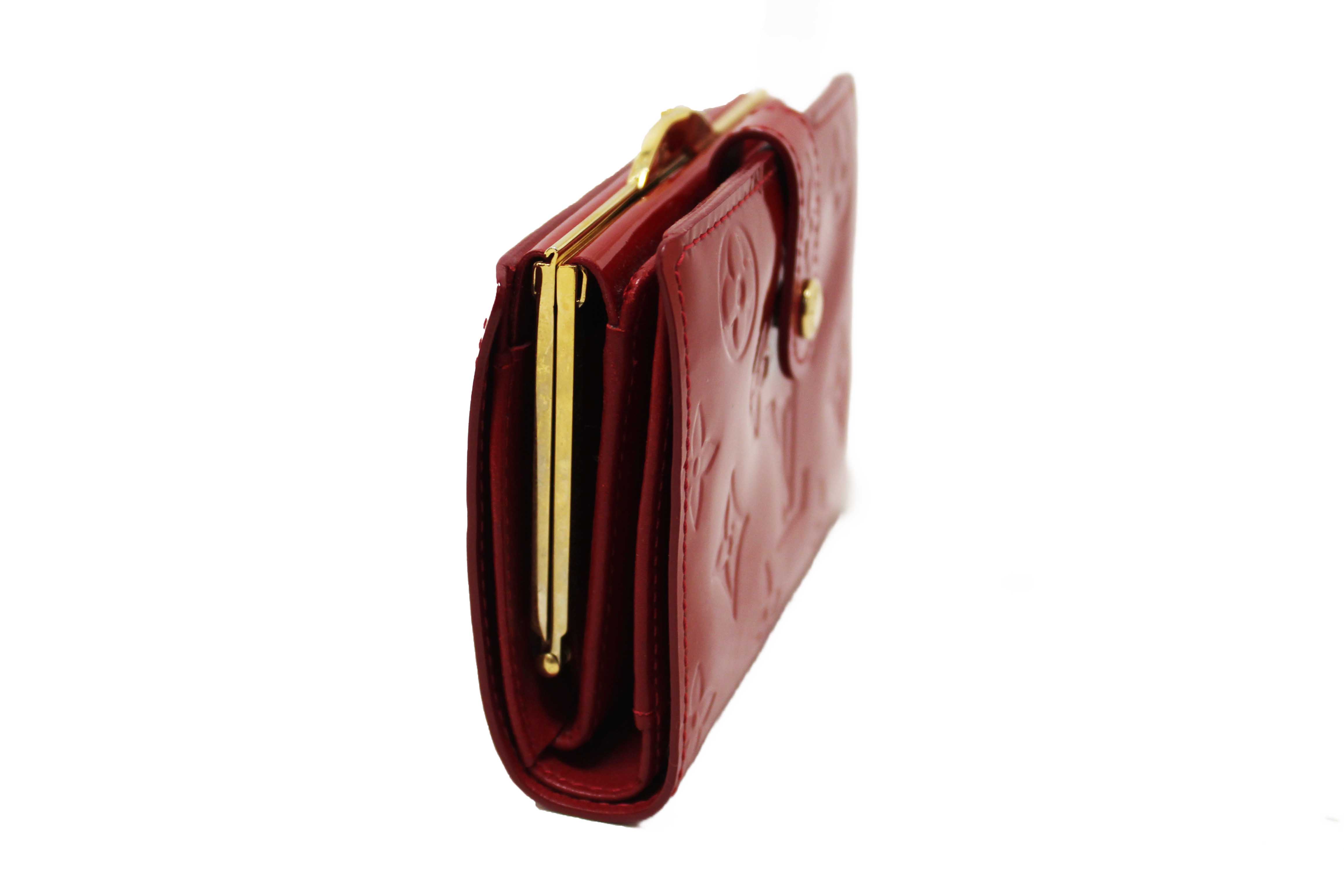 Authentic Louis Vuitton Red Monogram Vernis Patent Leather French Wallet