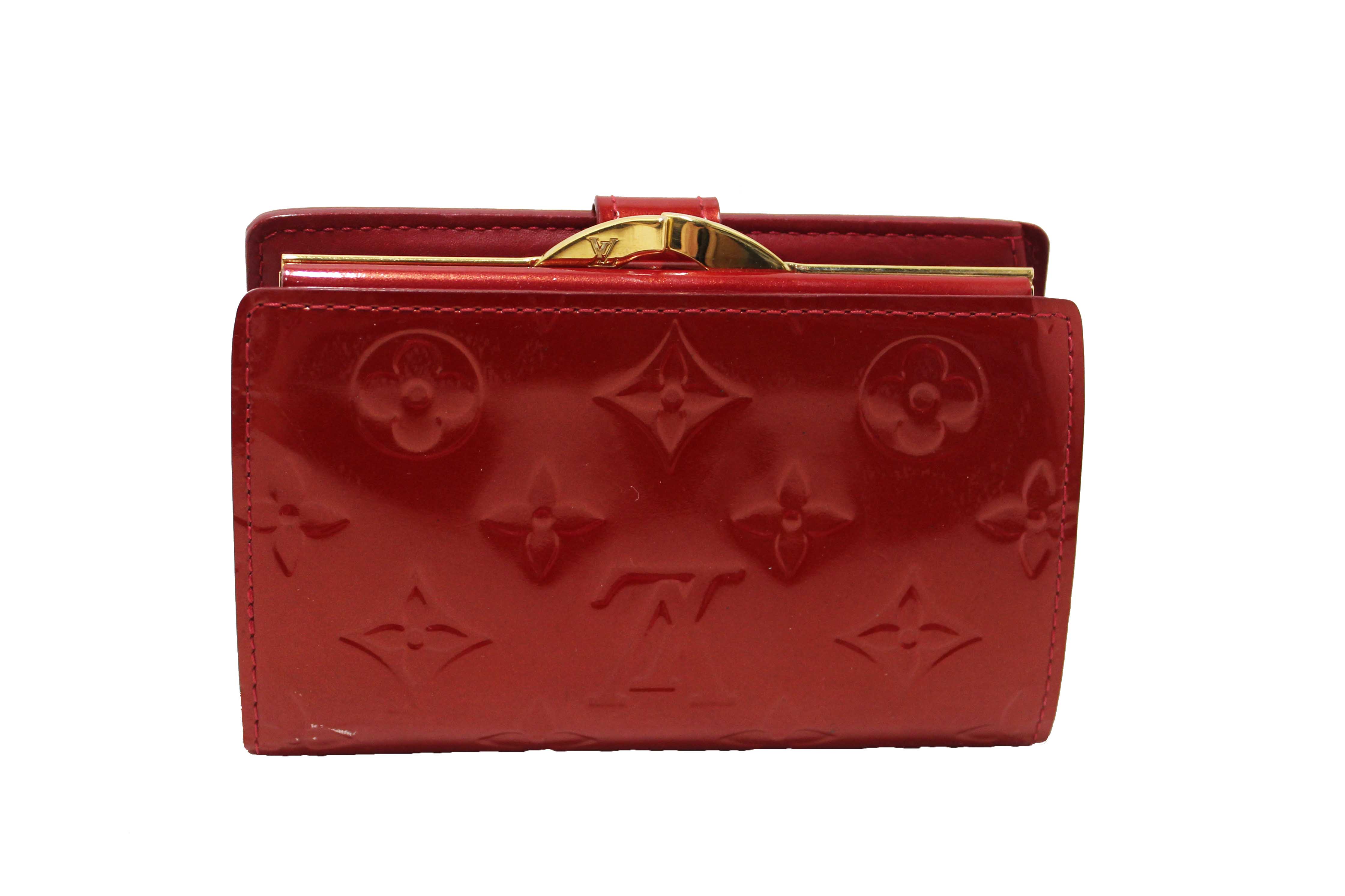 Authentic Louis Vuitton Red Monogram Vernis Patent Leather French Wallet