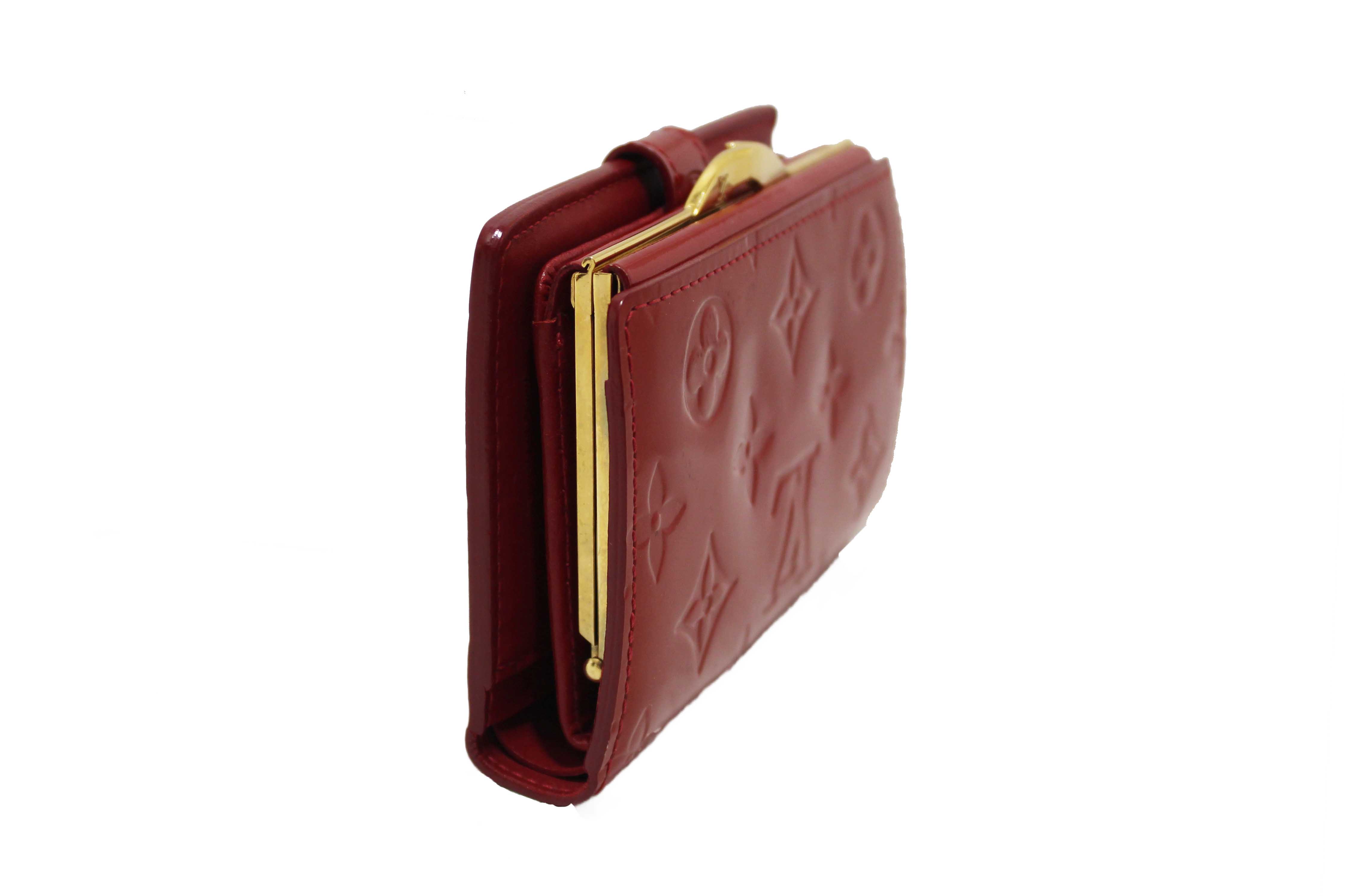 Authentic Louis Vuitton Red Monogram Vernis Patent Leather French Wallet