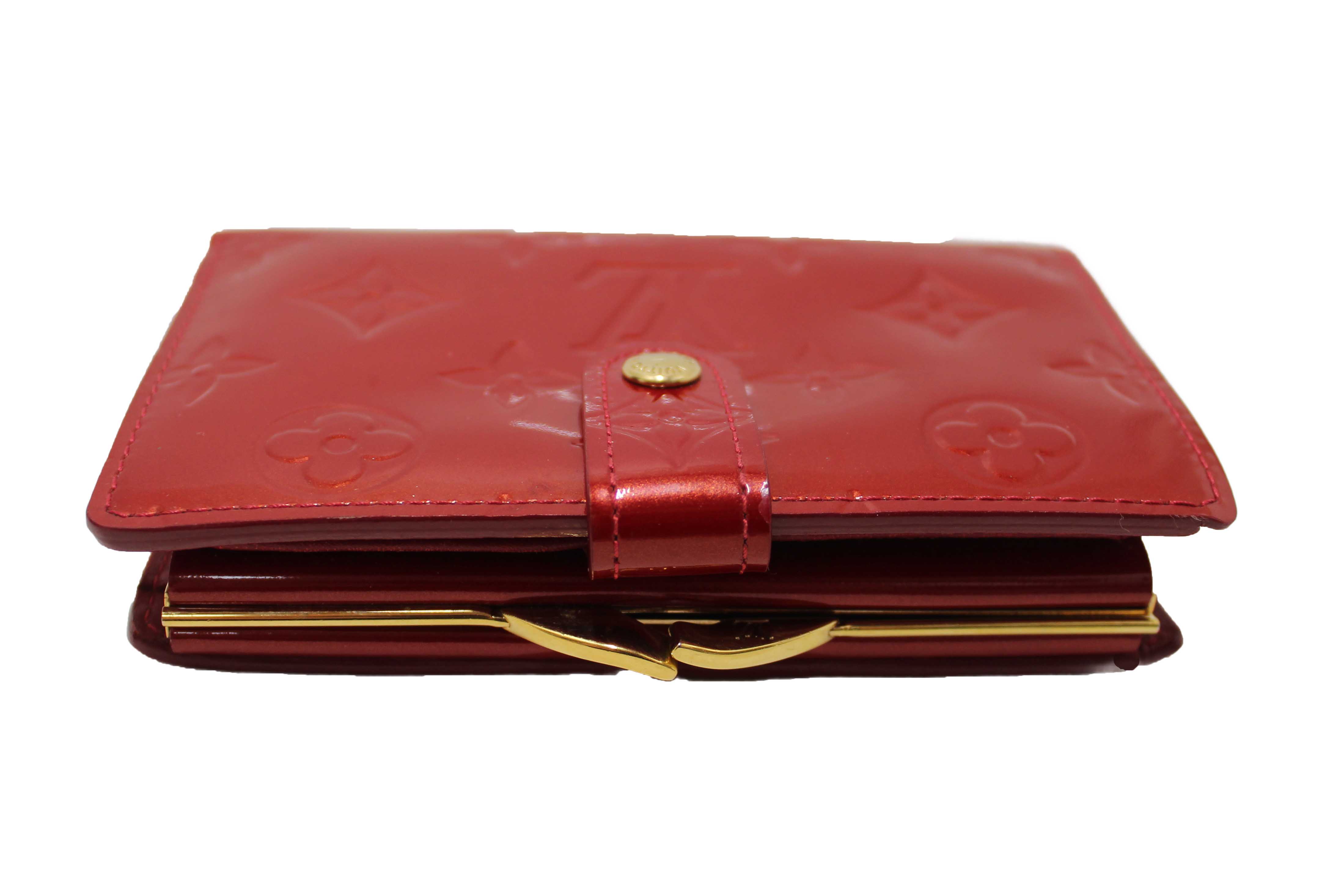 Authentic Louis Vuitton Red Monogram Vernis Patent Leather French Wallet