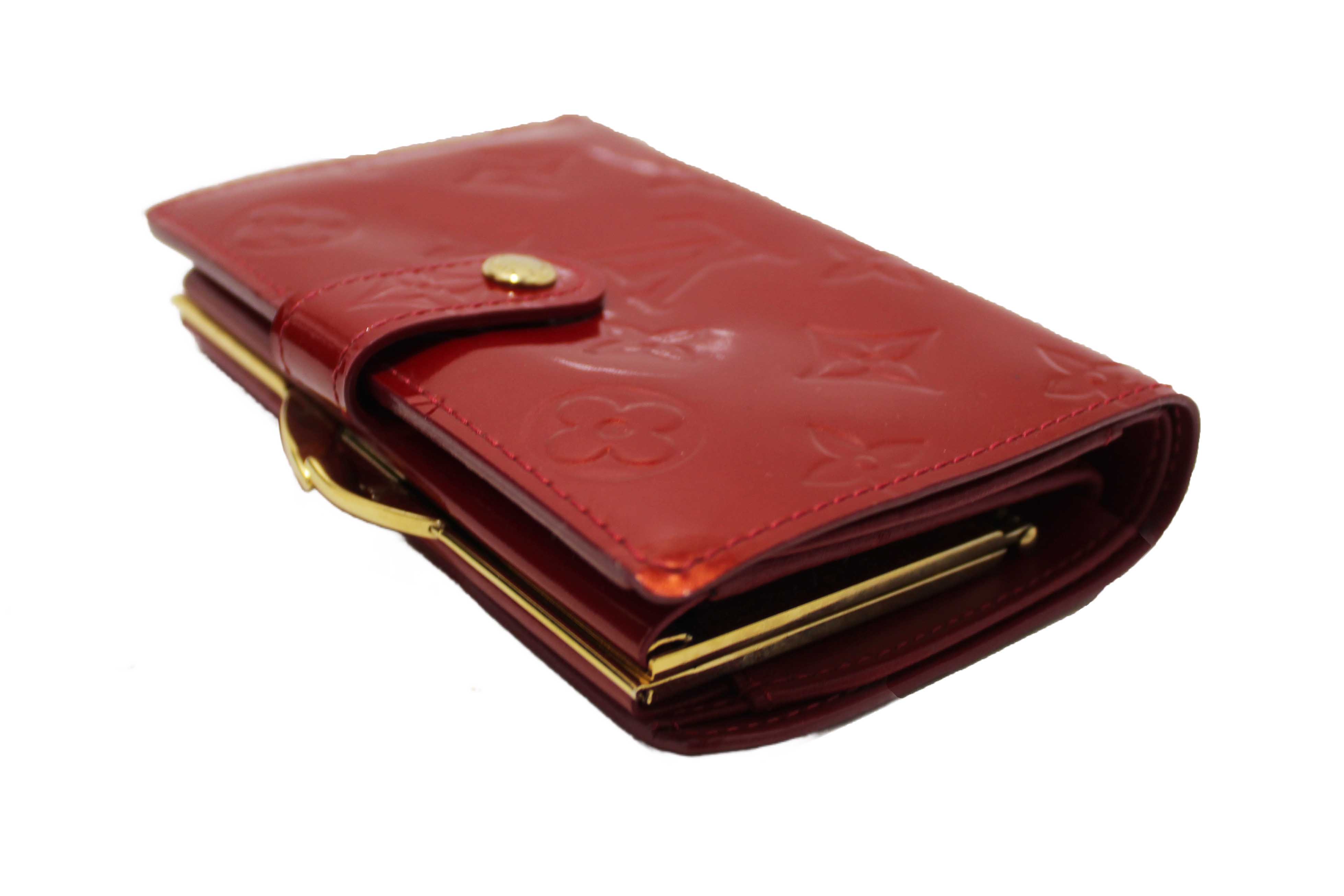 Authentic Louis Vuitton Red Monogram Vernis Patent Leather French Wallet