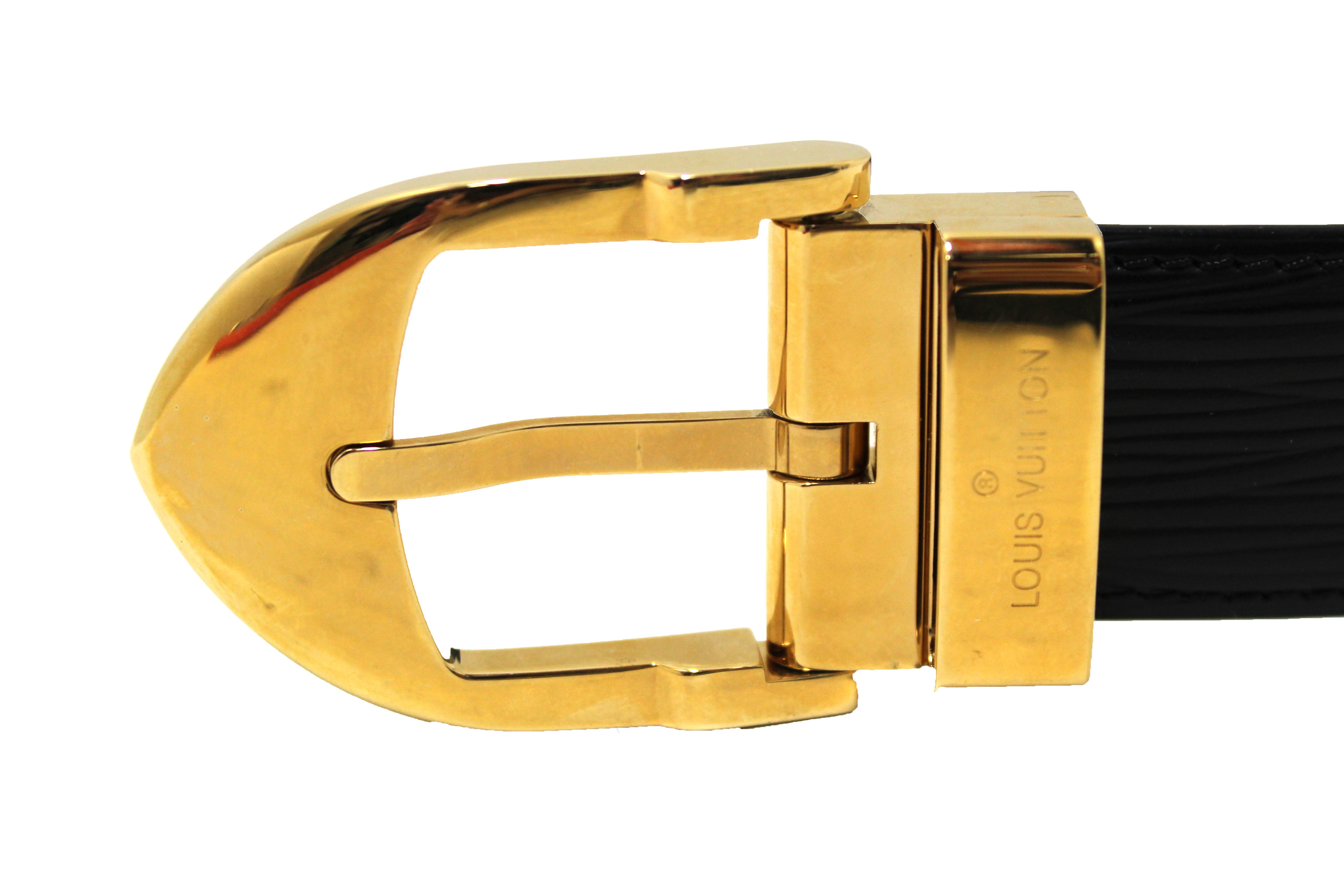 Louis Vuitton 85/34 Black EPI Leather Ceinture Belt Gold Buckle 6lvs17