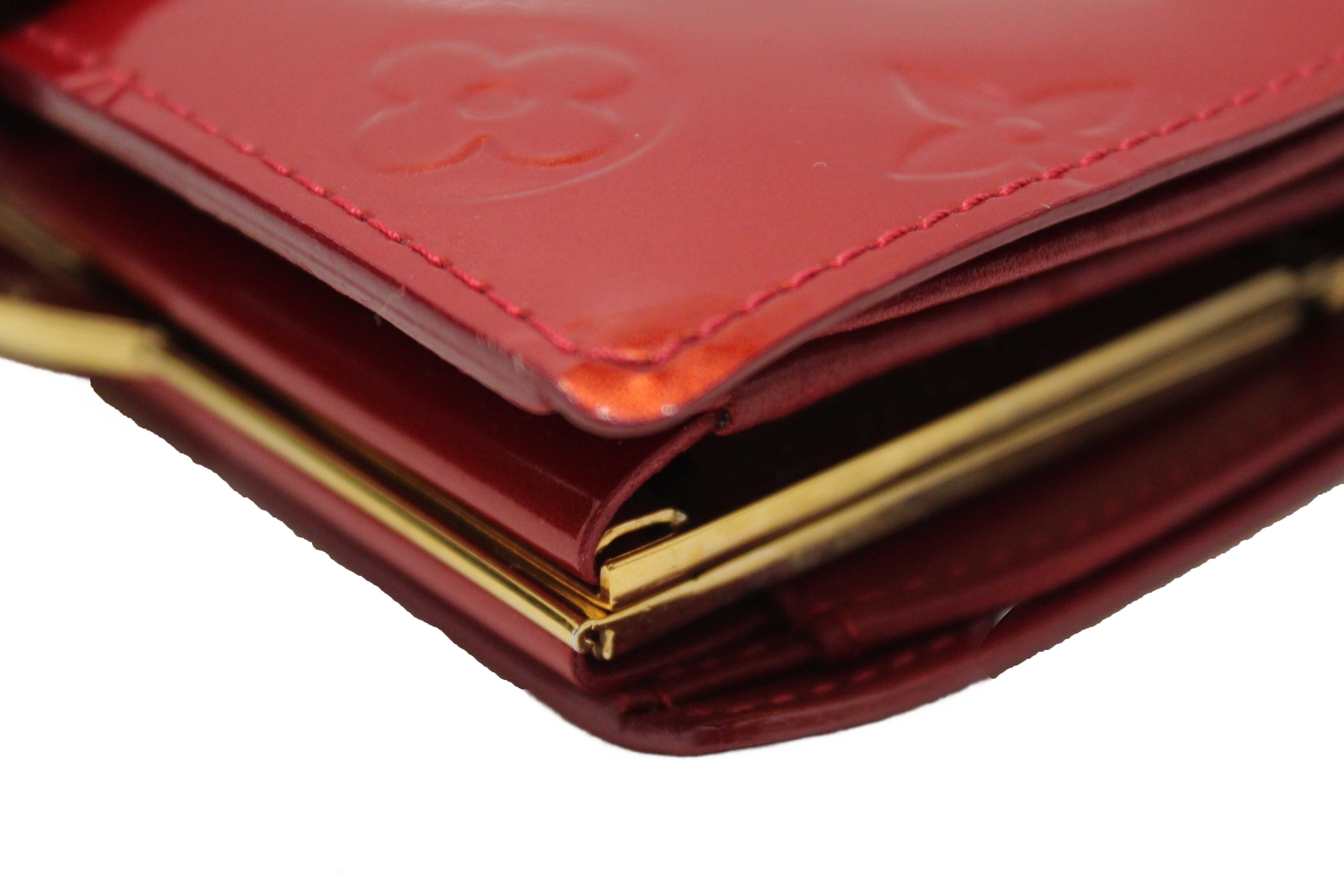 Authentic Louis Vuitton Red Monogram Vernis Patent Leather French Wallet