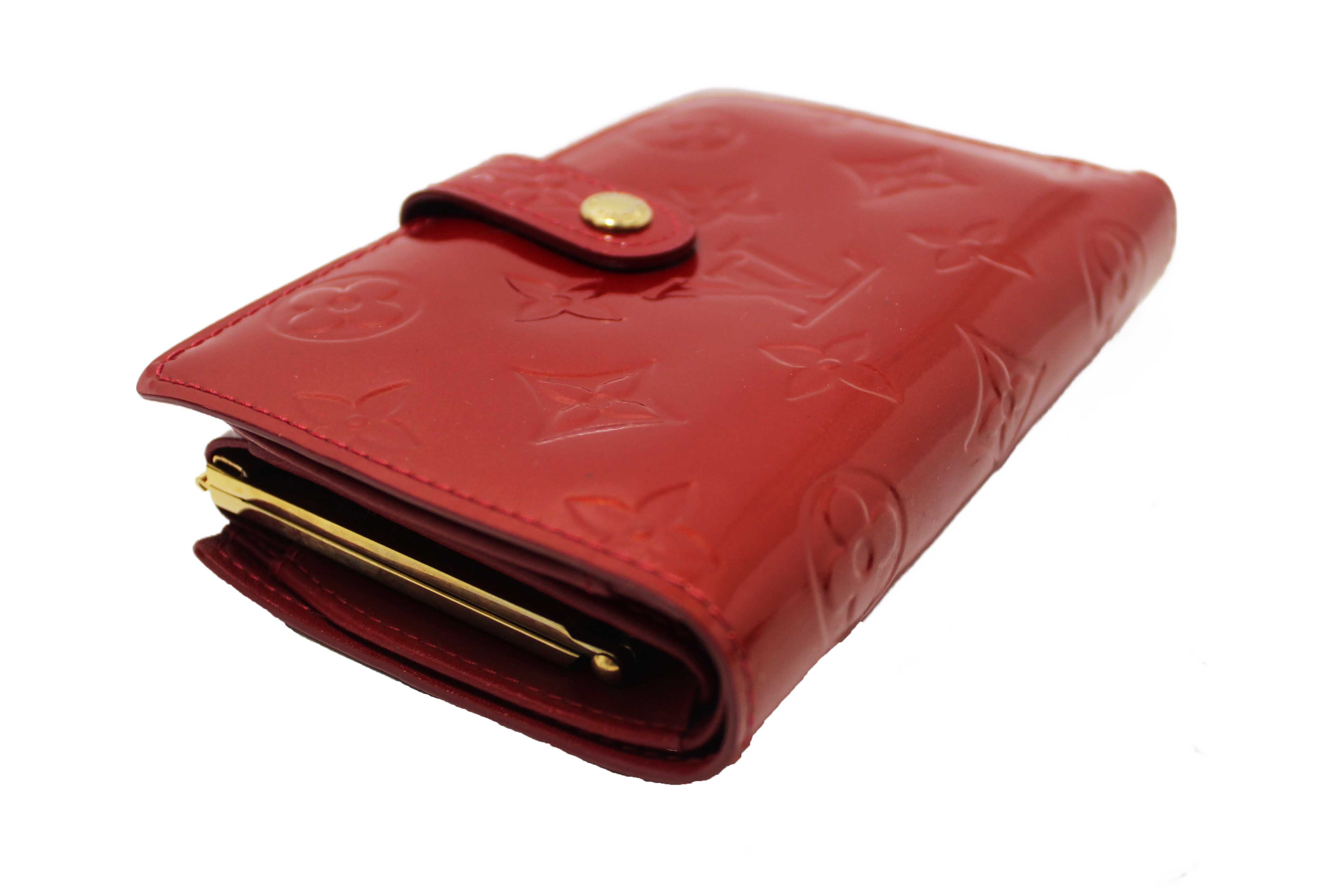 Authentic Louis Vuitton Red Monogram Vernis Patent Leather French Wallet