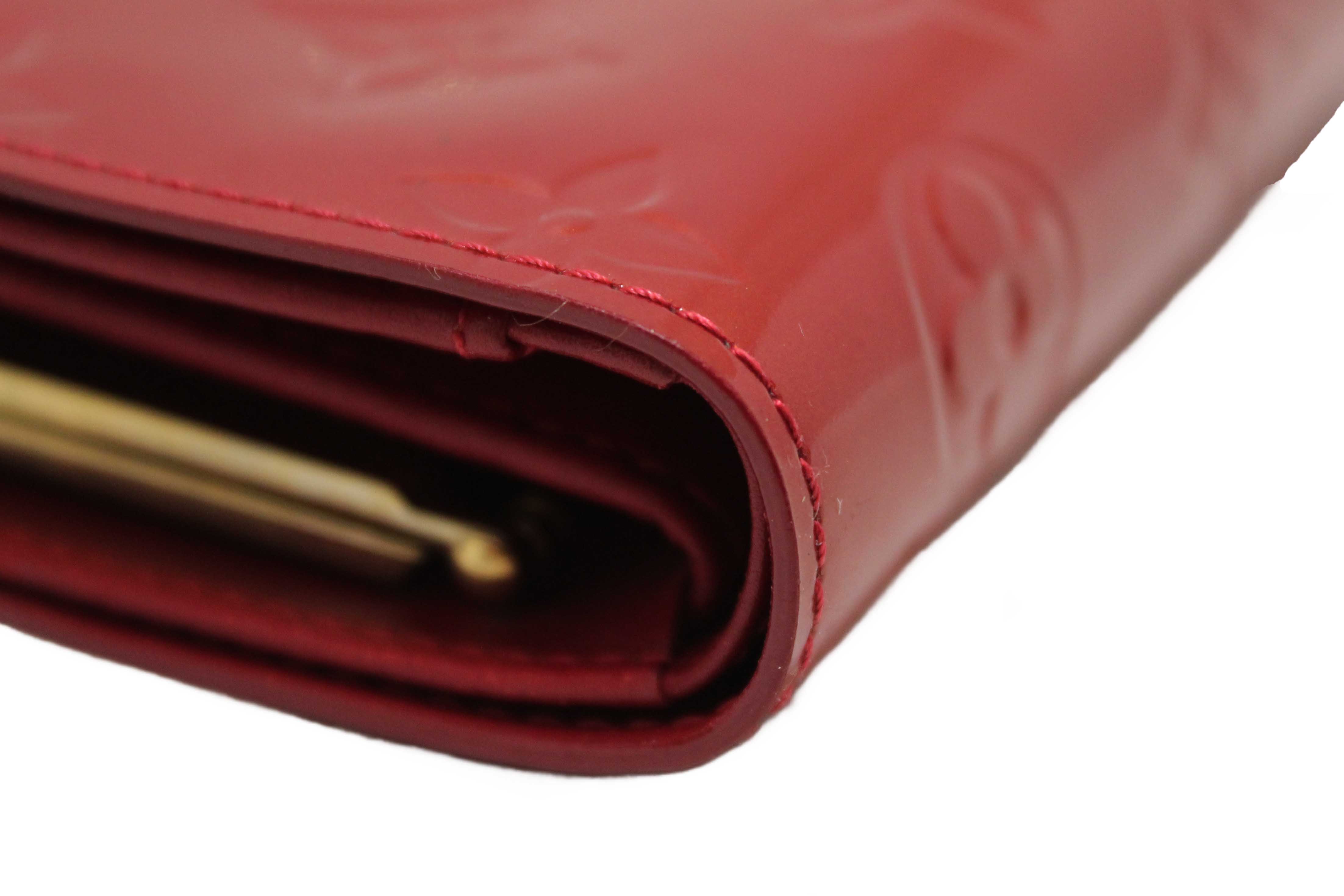 Authentic Louis Vuitton Red Monogram Vernis Patent Leather French Wallet