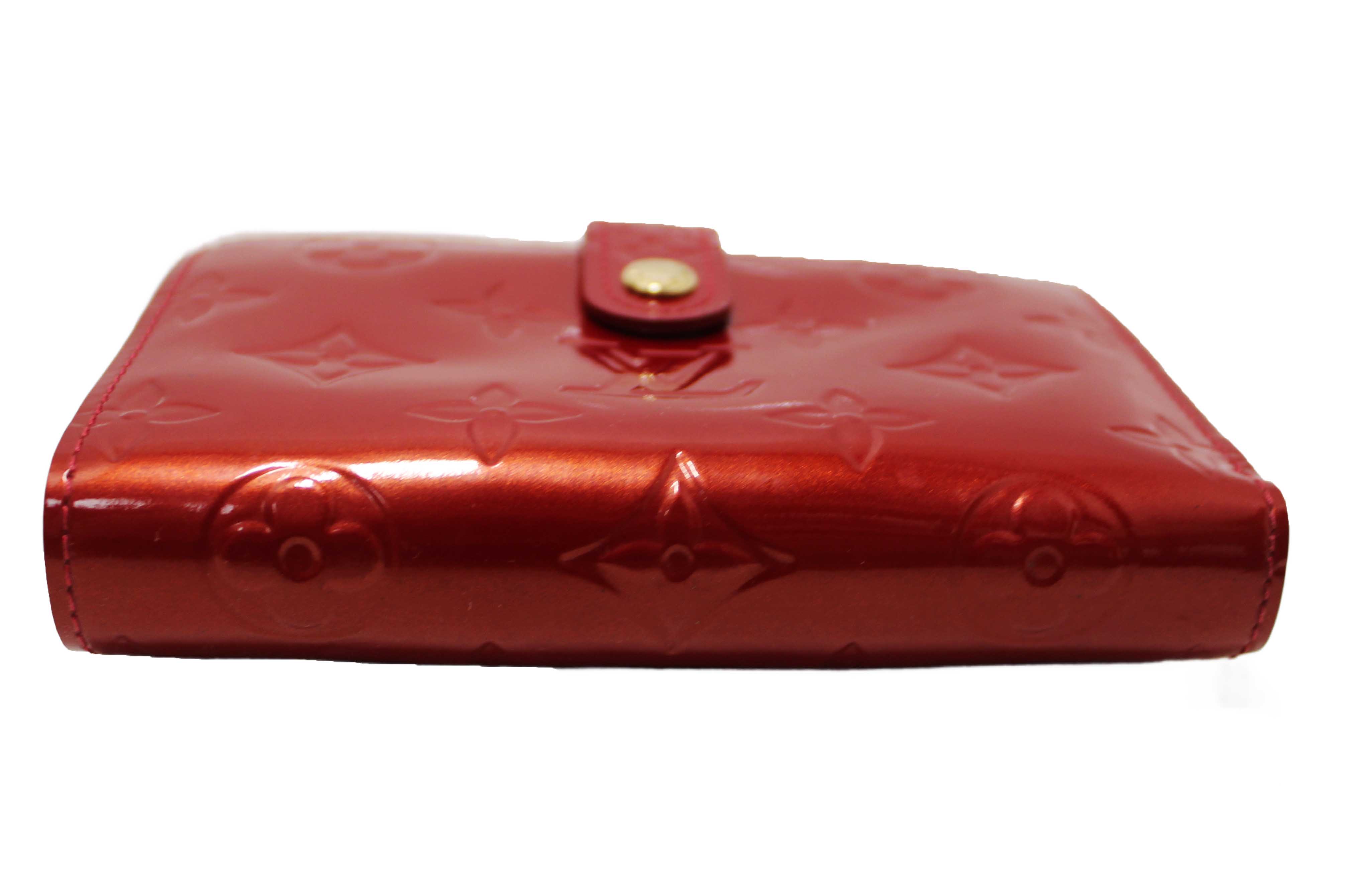 Authentic Louis Vuitton Red Monogram Vernis Patent Leather French Wallet