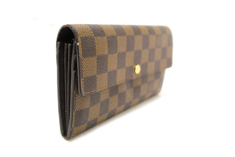 Authentic Louis Vuitton Damier Ebene Canvas Sarah Long Wallet