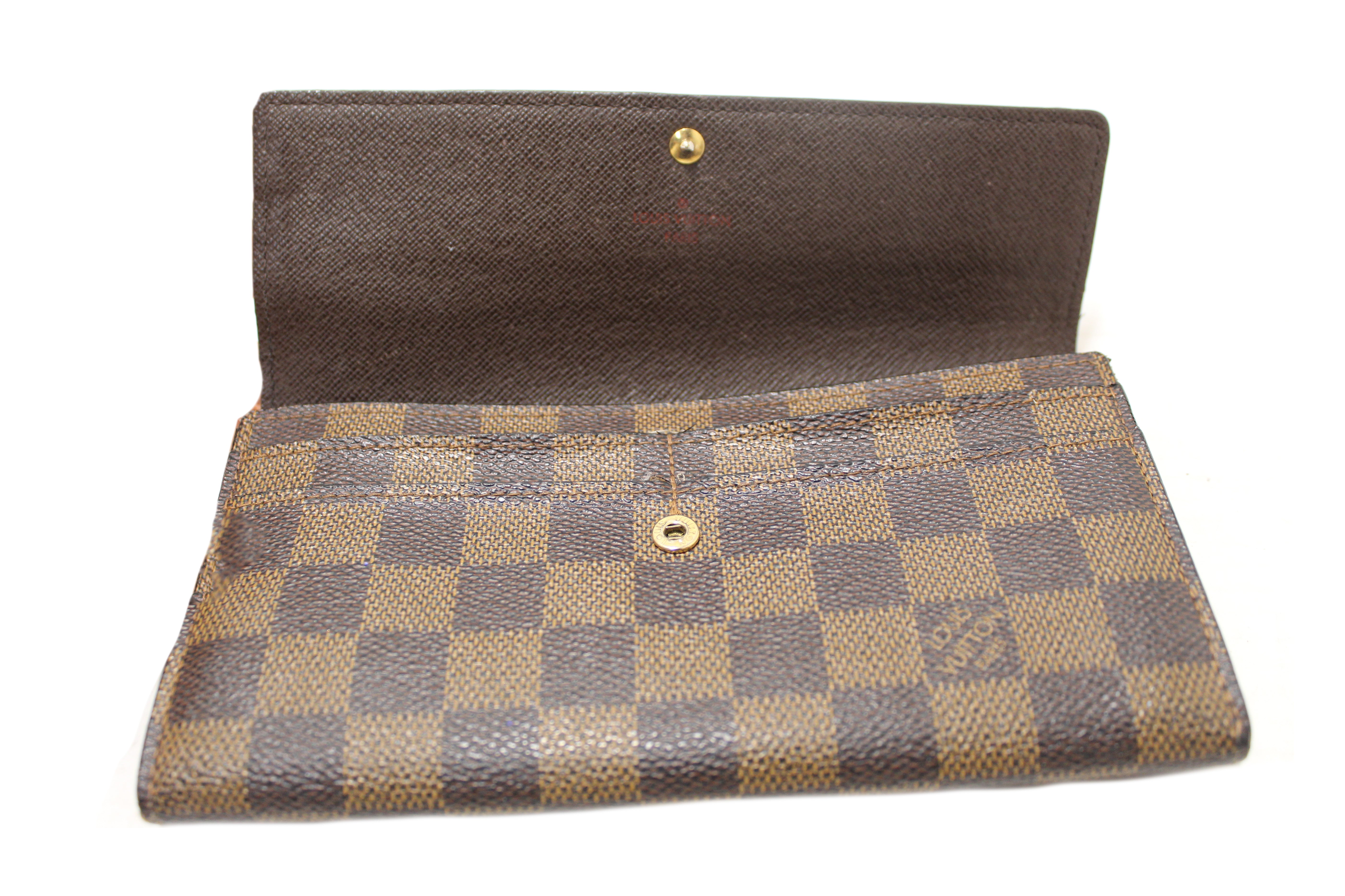 Authentic Louis Vuitton Damier Ebene Canvas Sarah Long Wallet