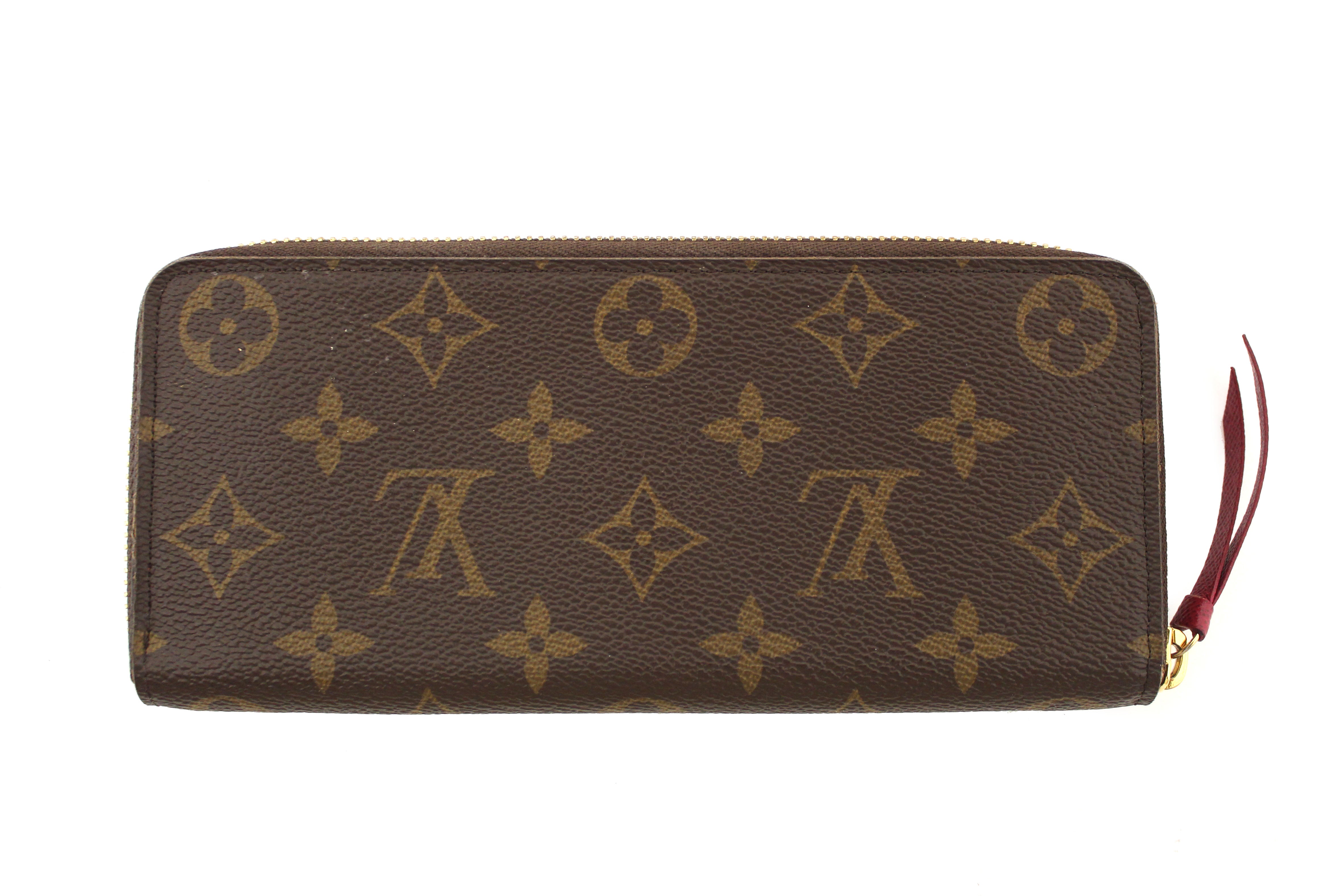 Authentic Louis Vuitton Classic Monogram Canvas Fuchsia Clemence Wallet