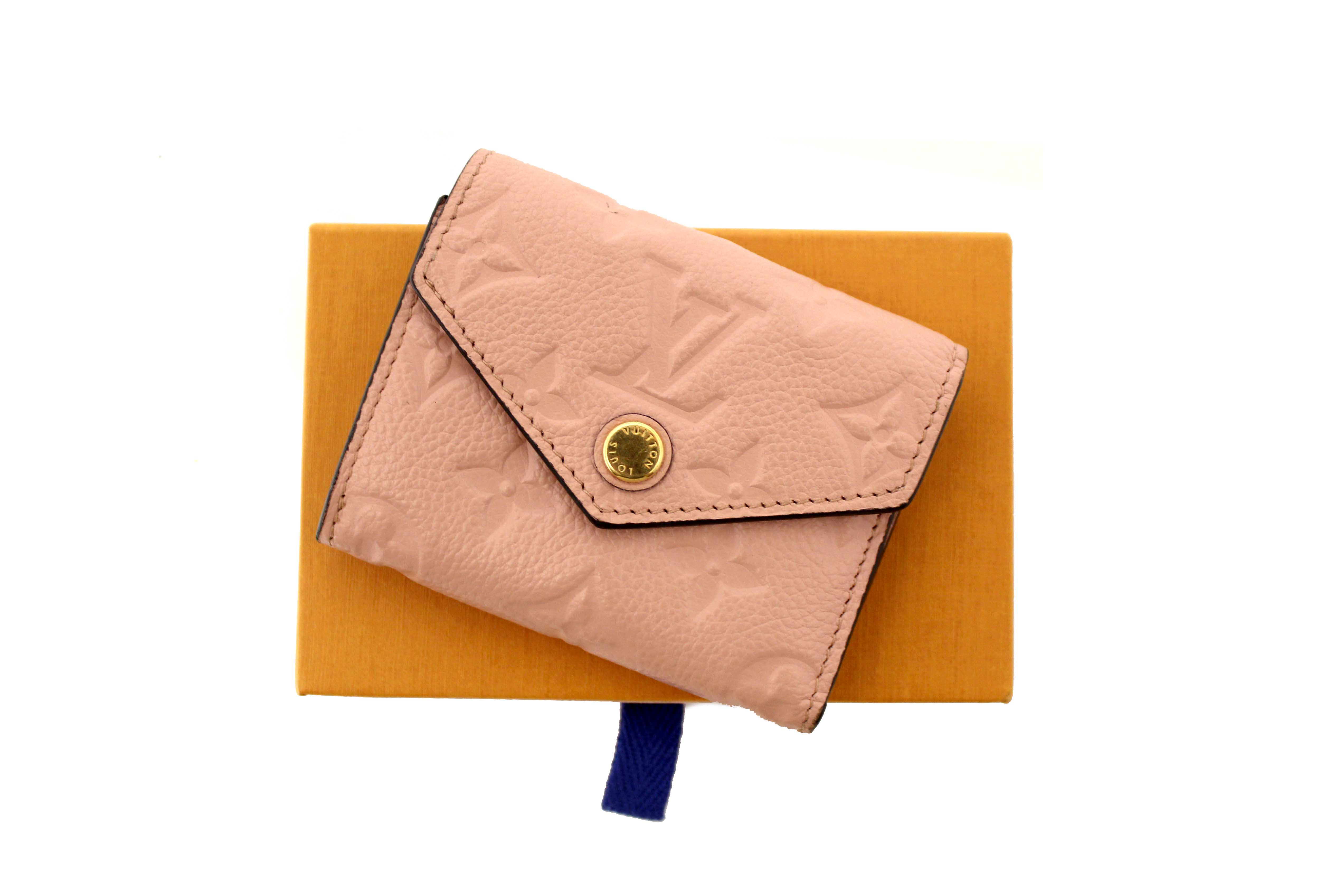 Authentic Louis Vuitton Pink Monogram Empreinte Leather Zoé Wallet