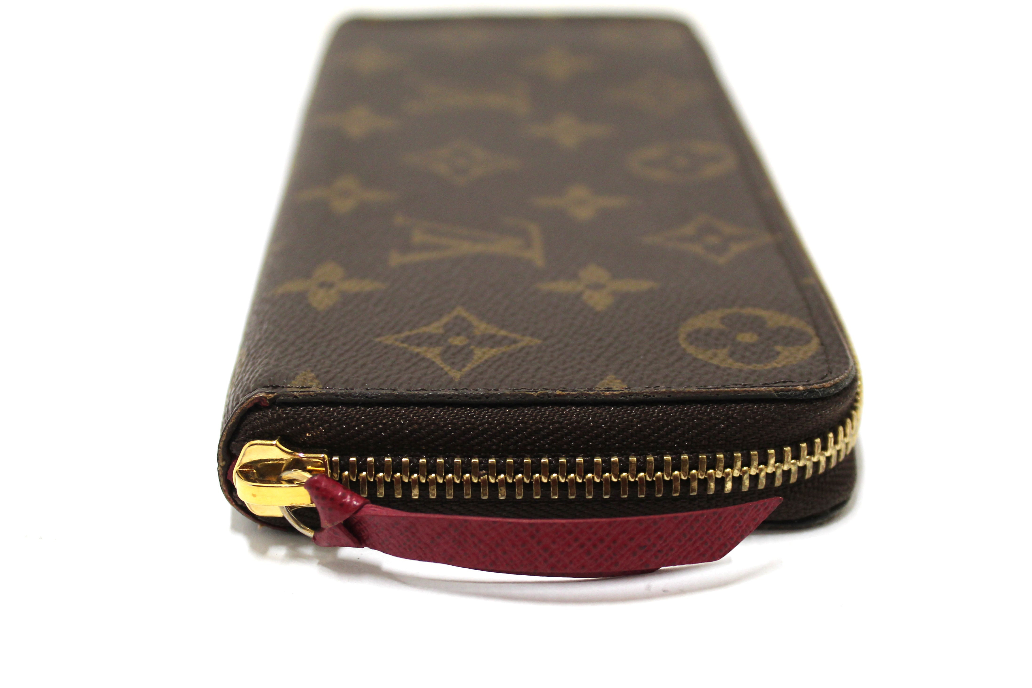 Authentic Louis Vuitton Classic Monogram Canvas Fuchsia Clemence Wallet