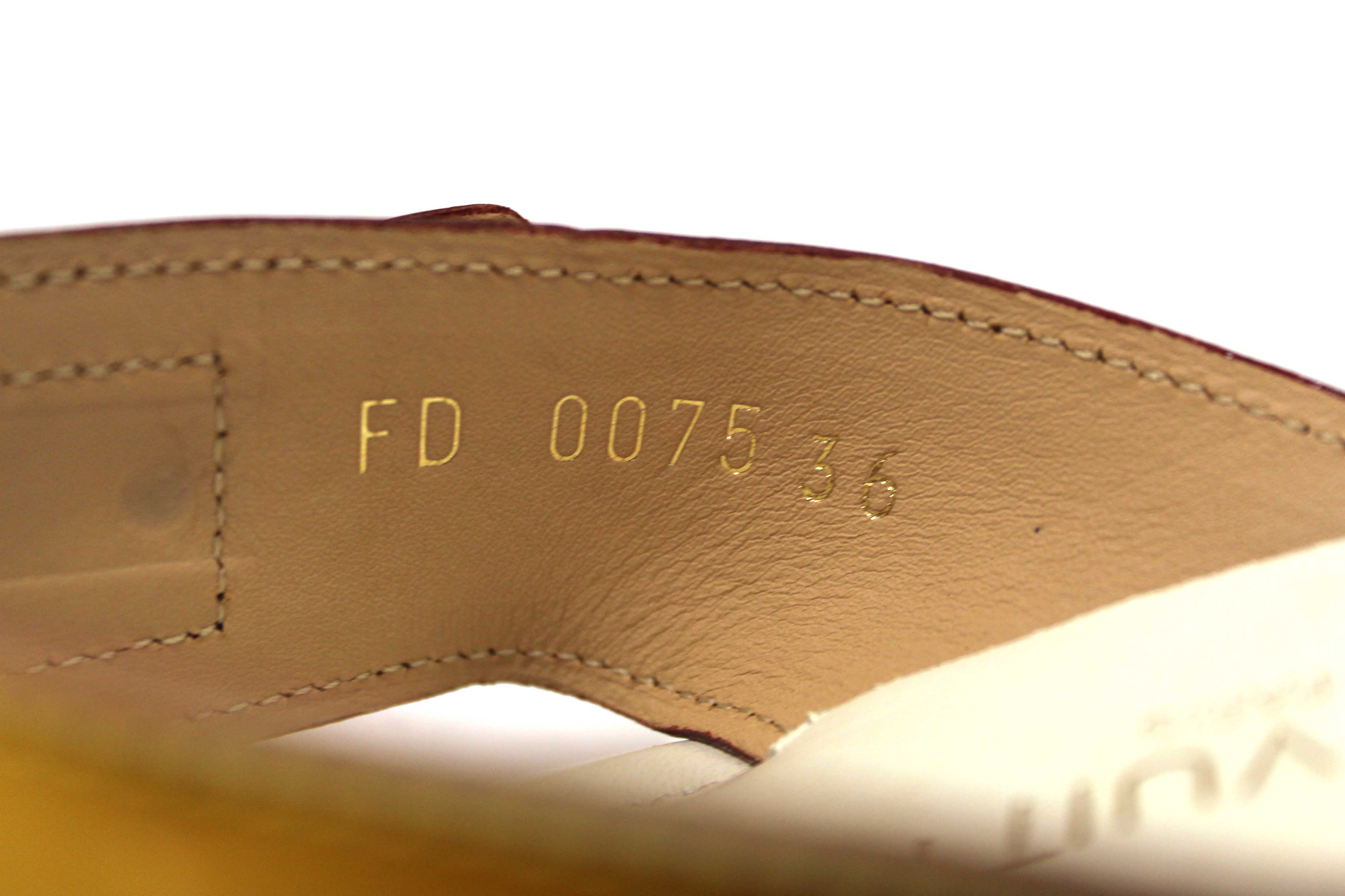 Authentic Louis Vuitton Yellow Patent Leather Thong Slipper Sandals Shoes Size 36