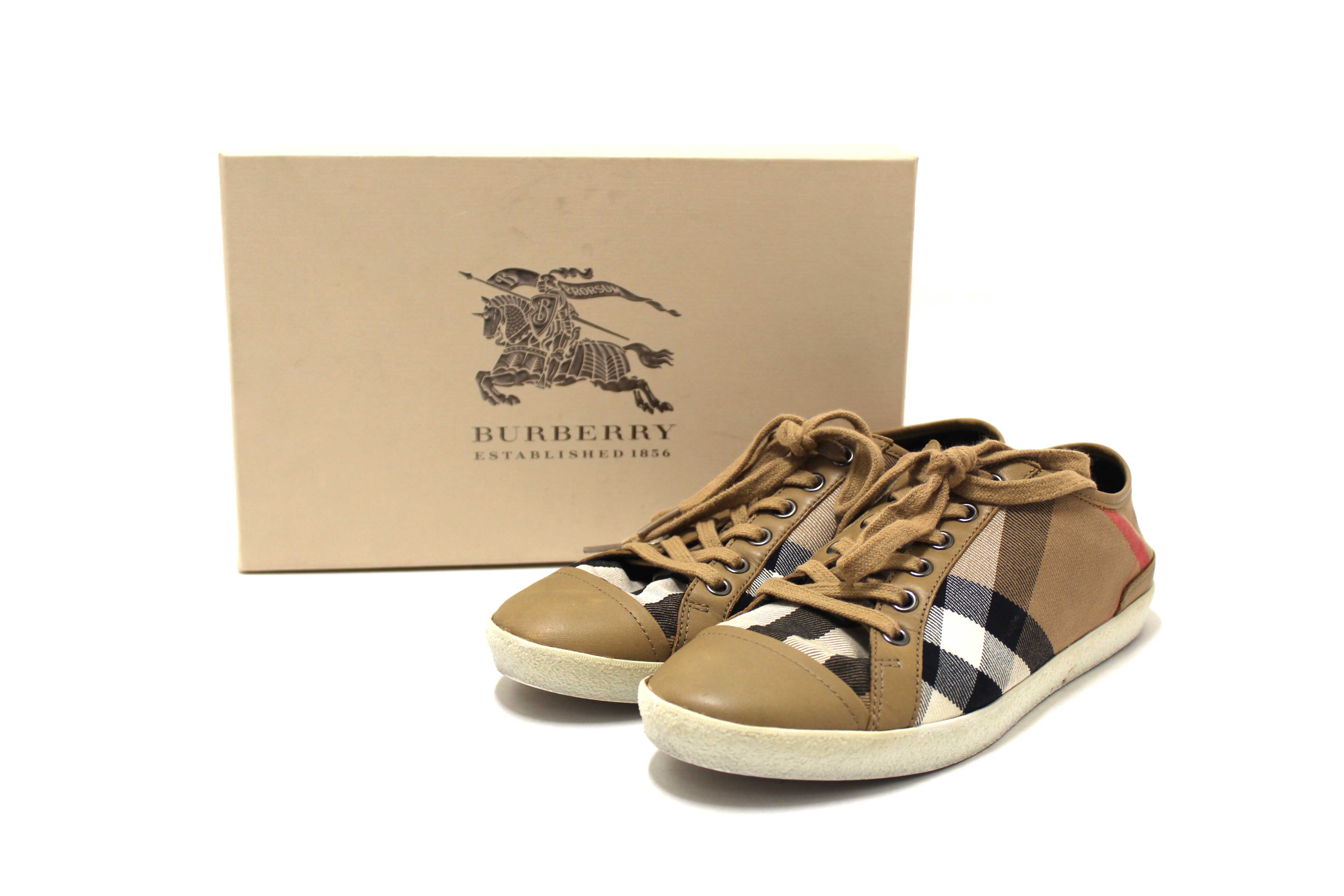 Authentic Burberry House Check Pattern Canvas Sneakers Size 39