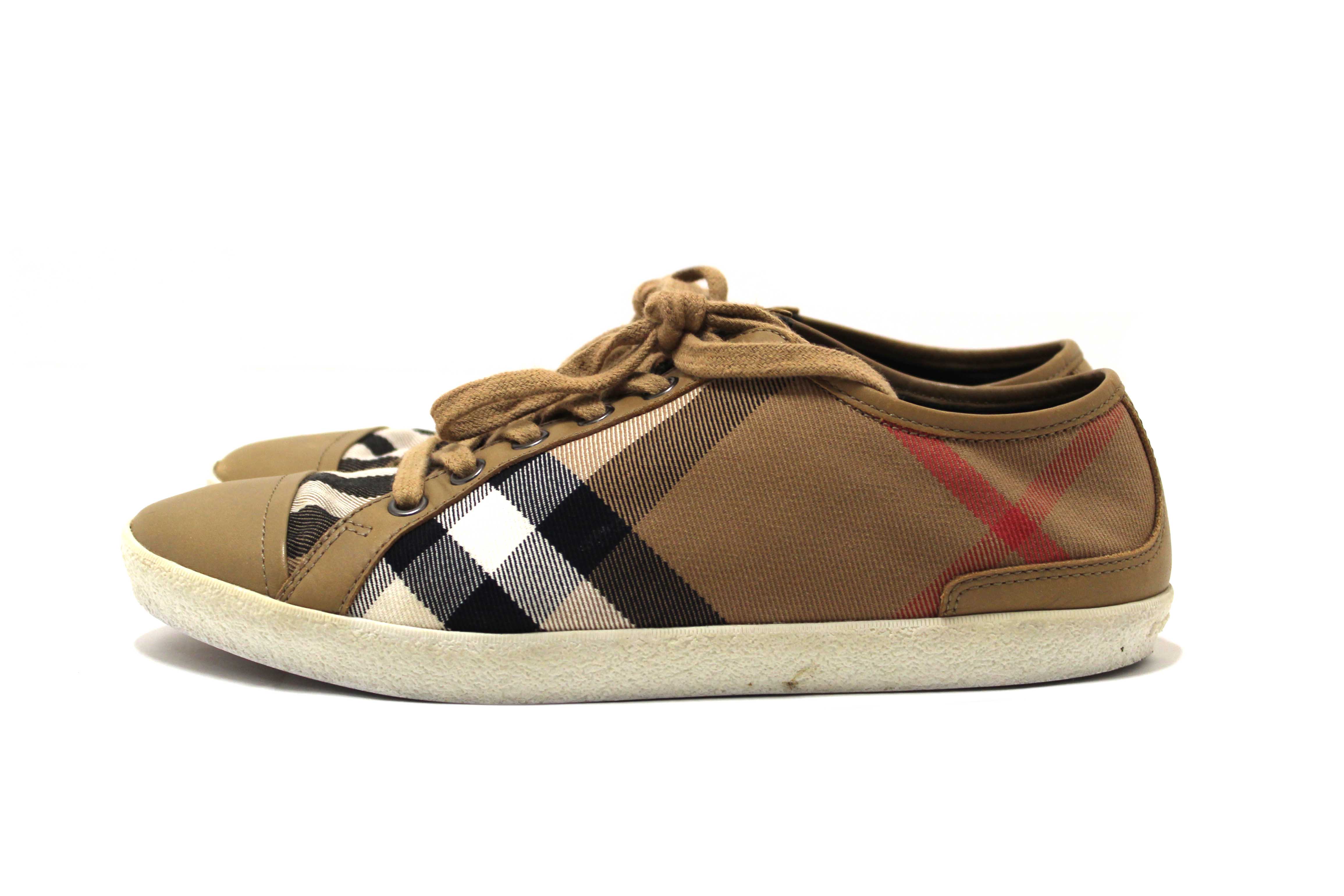 Authentic Burberry House Check Pattern Canvas Sneakers Size 39