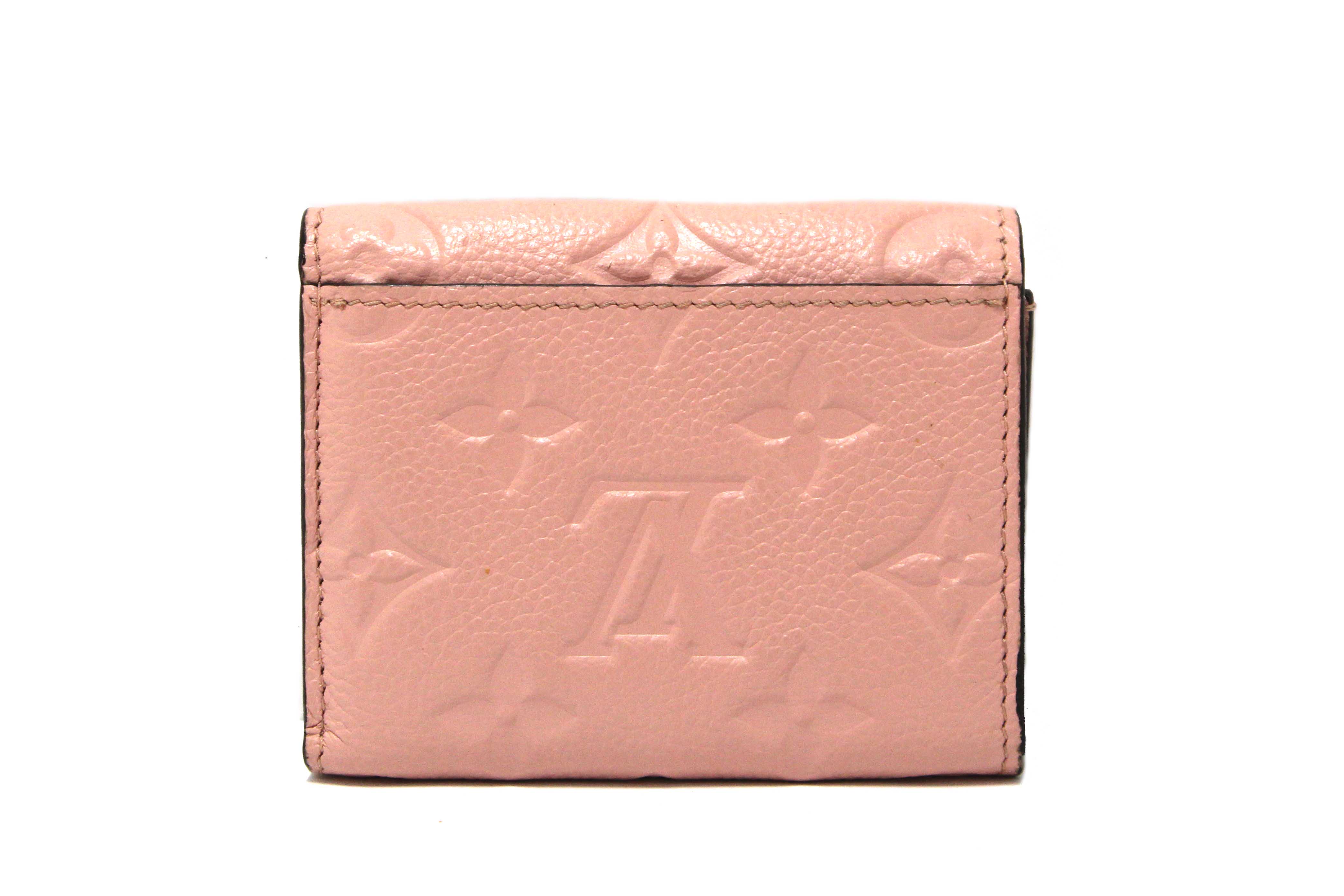 Authentic Louis Vuitton Pink Monogram Empreinte Leather Zoé Wallet