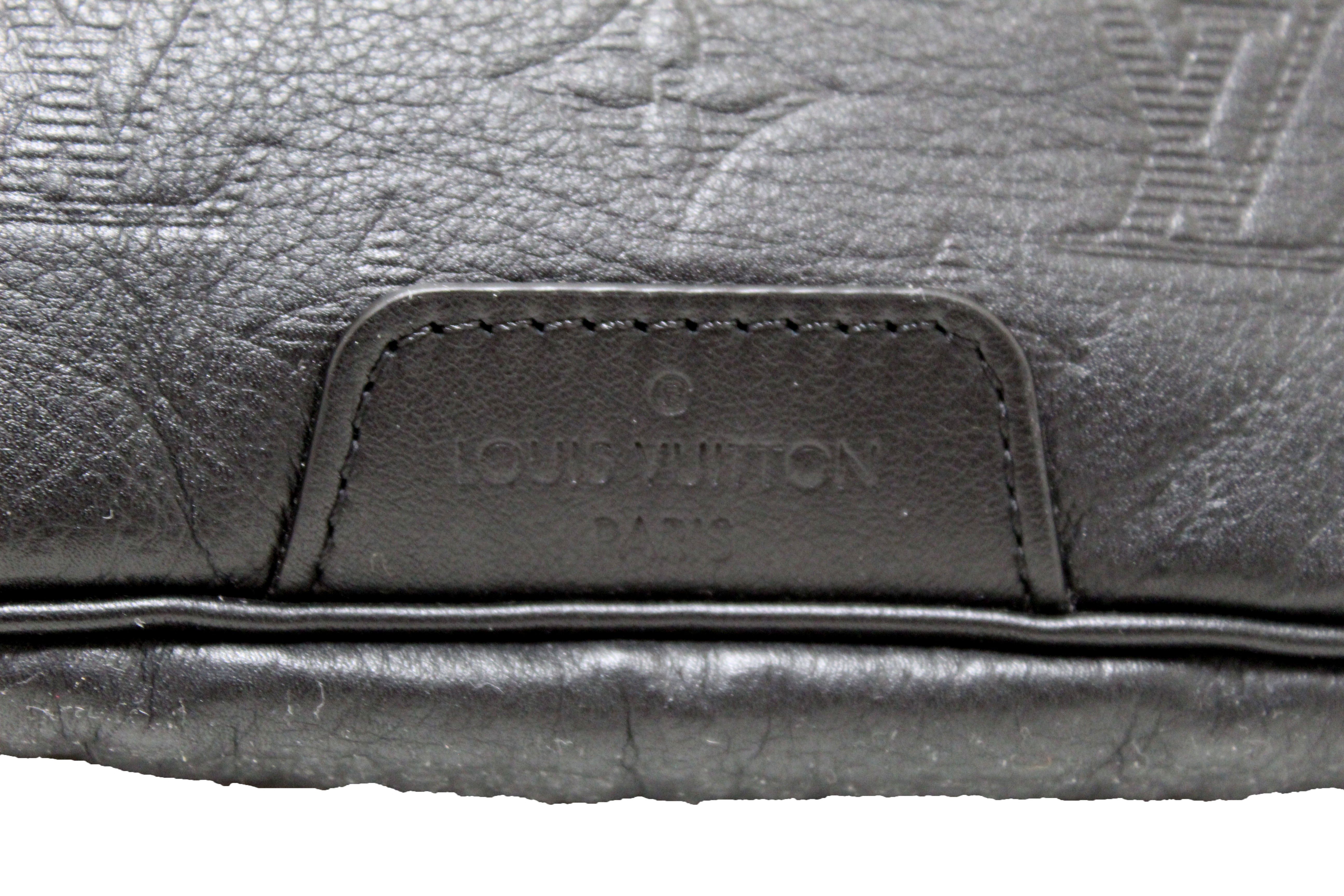 Authentic Louis Vuitton Black Monogram Shadow Calf Leather Discovery Bumbag PM