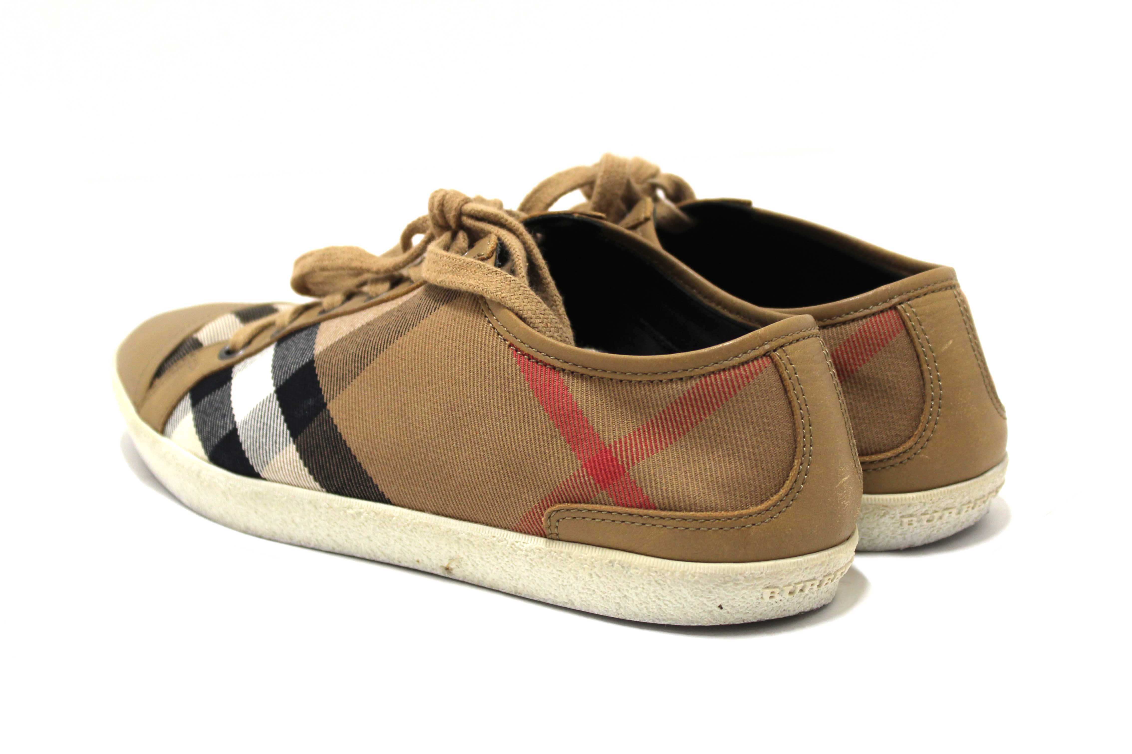 Authentic Burberry House Check Pattern Canvas Sneakers Size 39