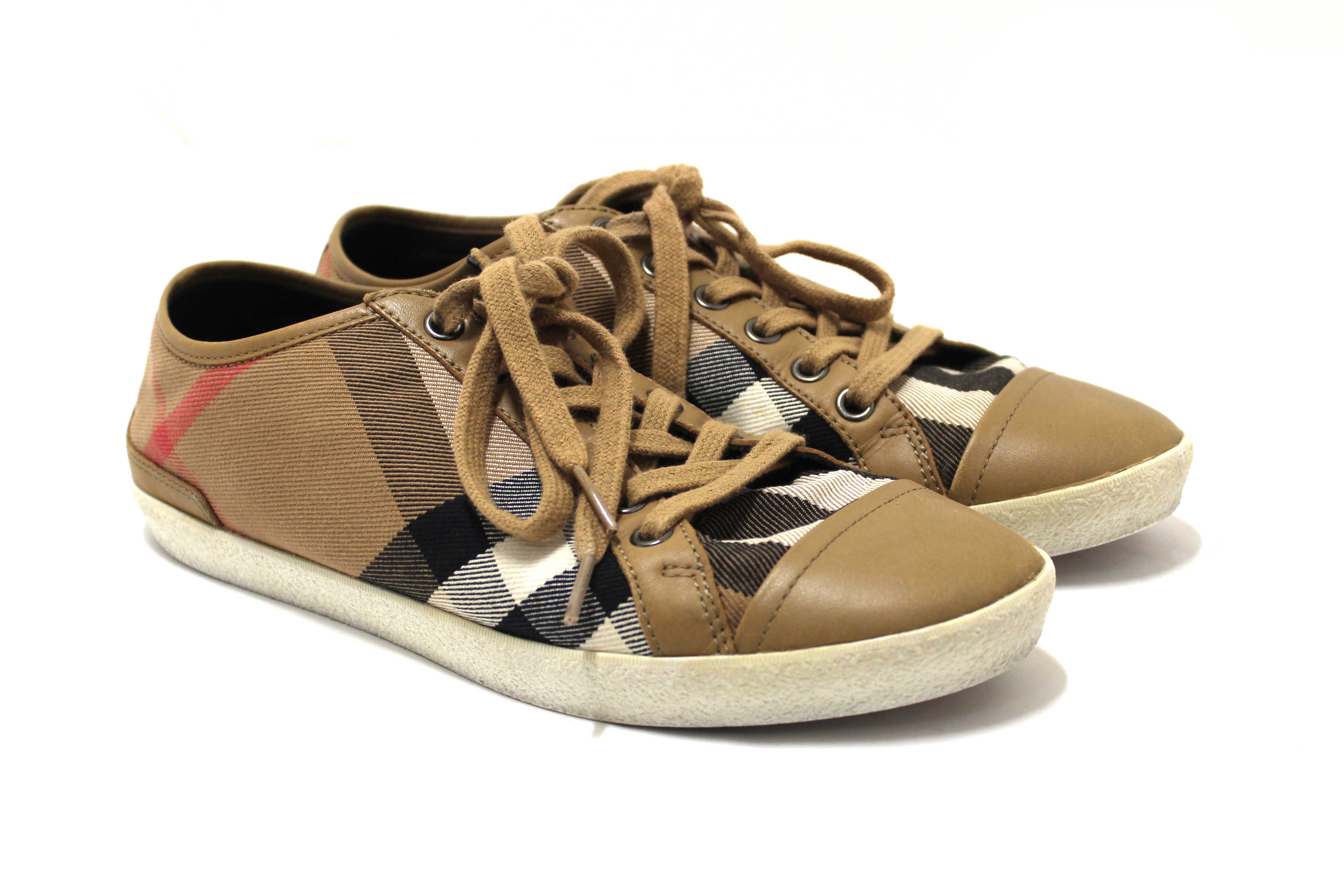 Authentic Burberry House Check Pattern Canvas Sneakers Size 39