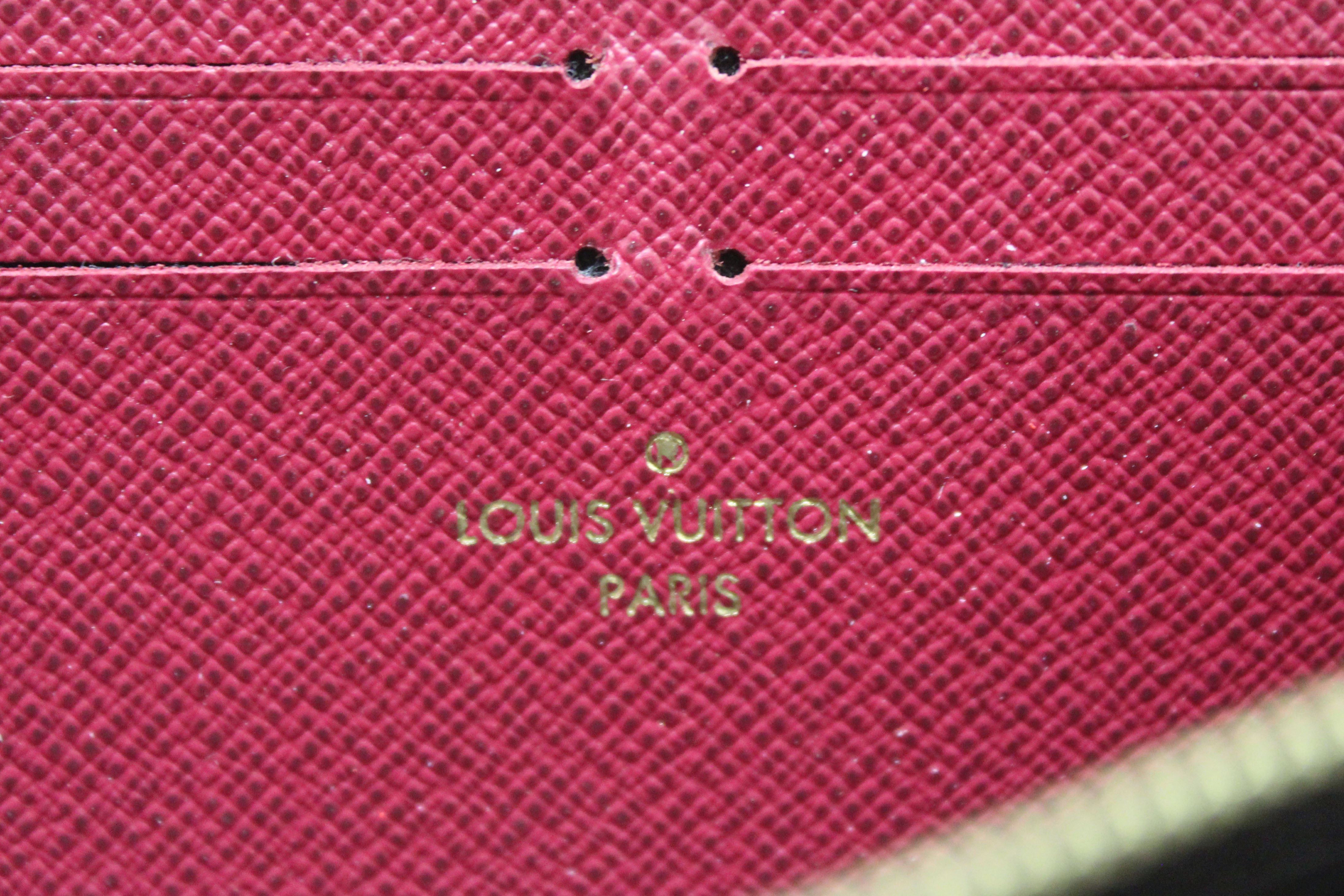 Authentic Louis Vuitton Classic Monogram Canvas Fuchsia Clemence Wallet