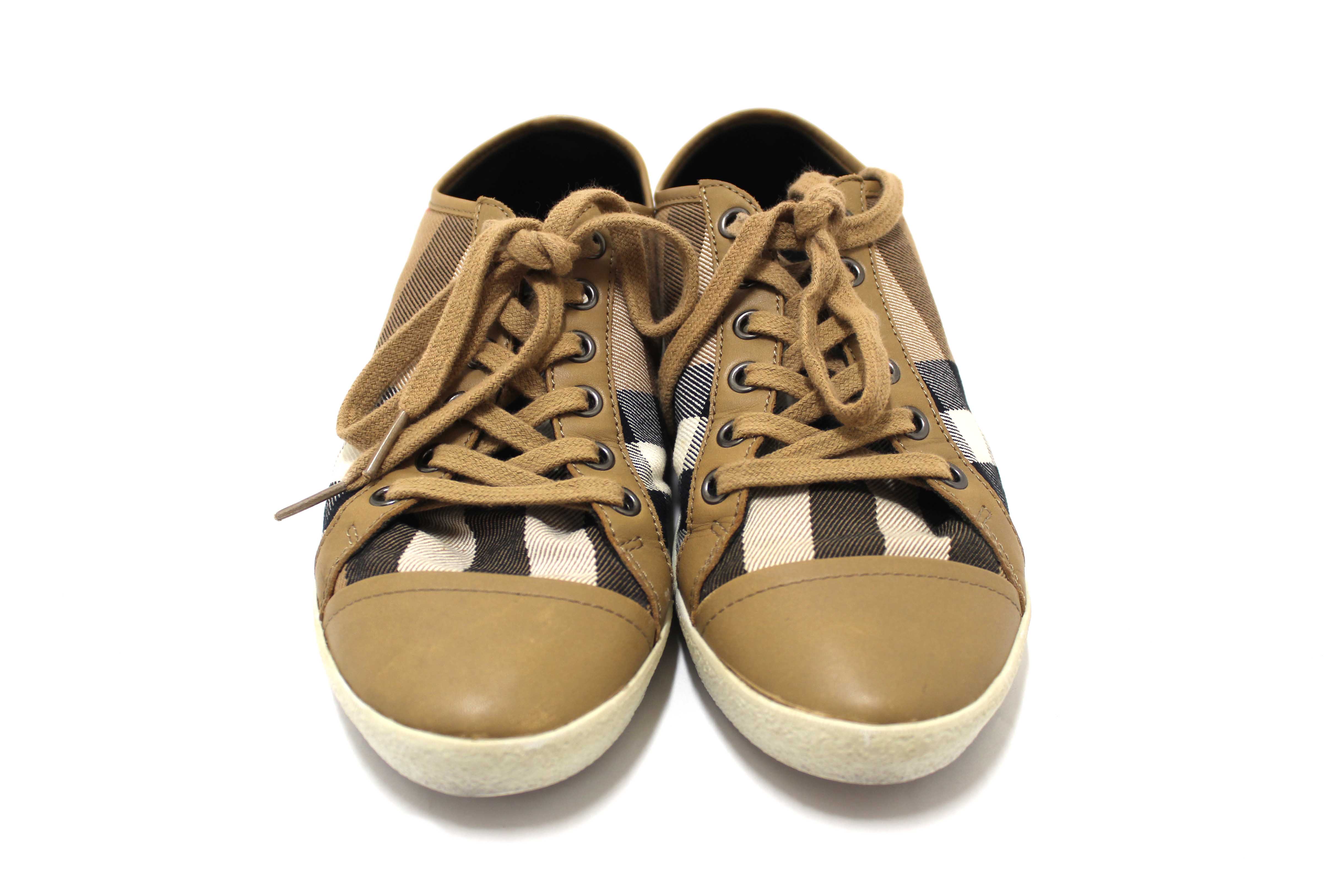 Authentic Burberry House Check Pattern Canvas Sneakers Size 39