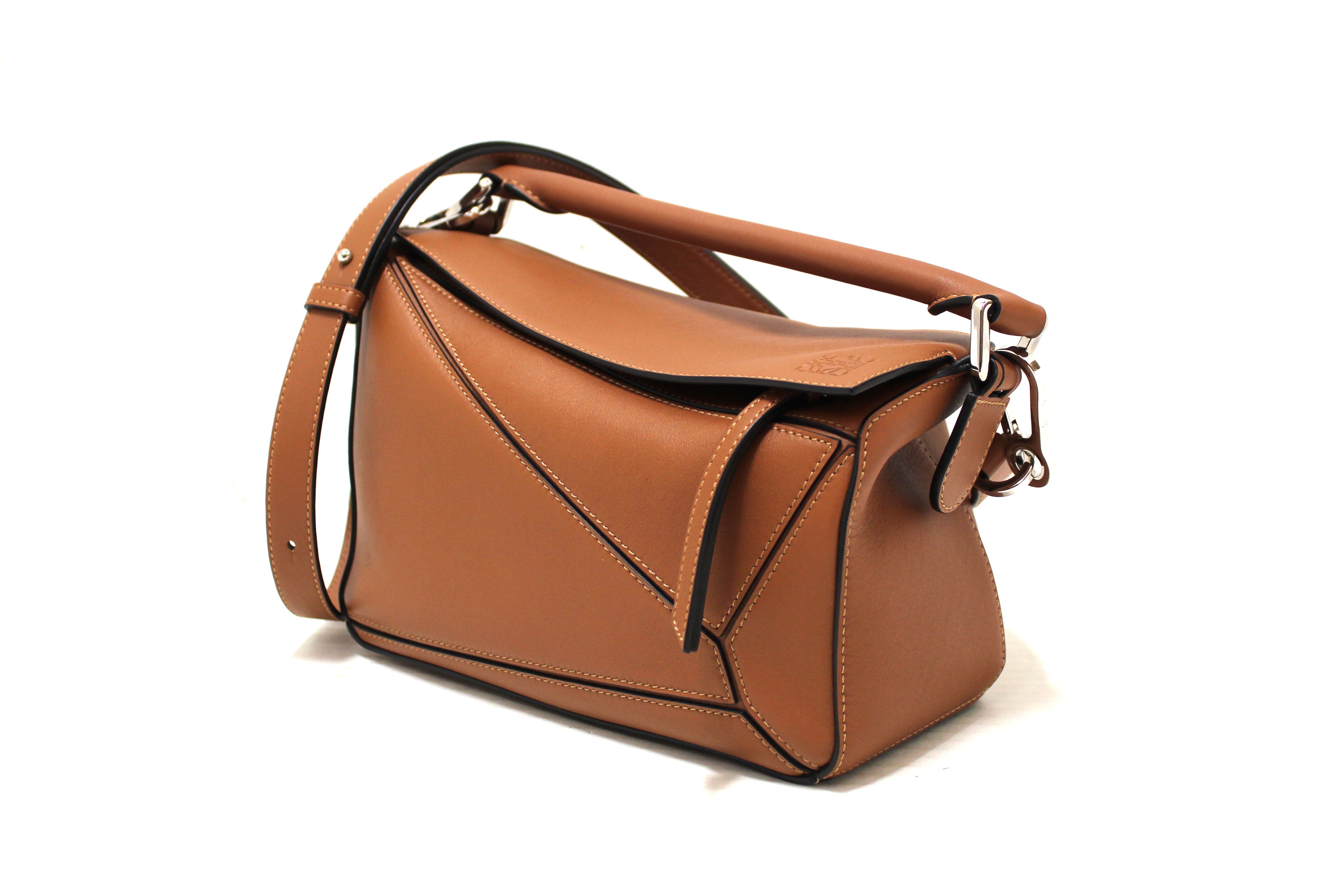 Authentic Loewe Brown Calfskin Small Puzzle Bag