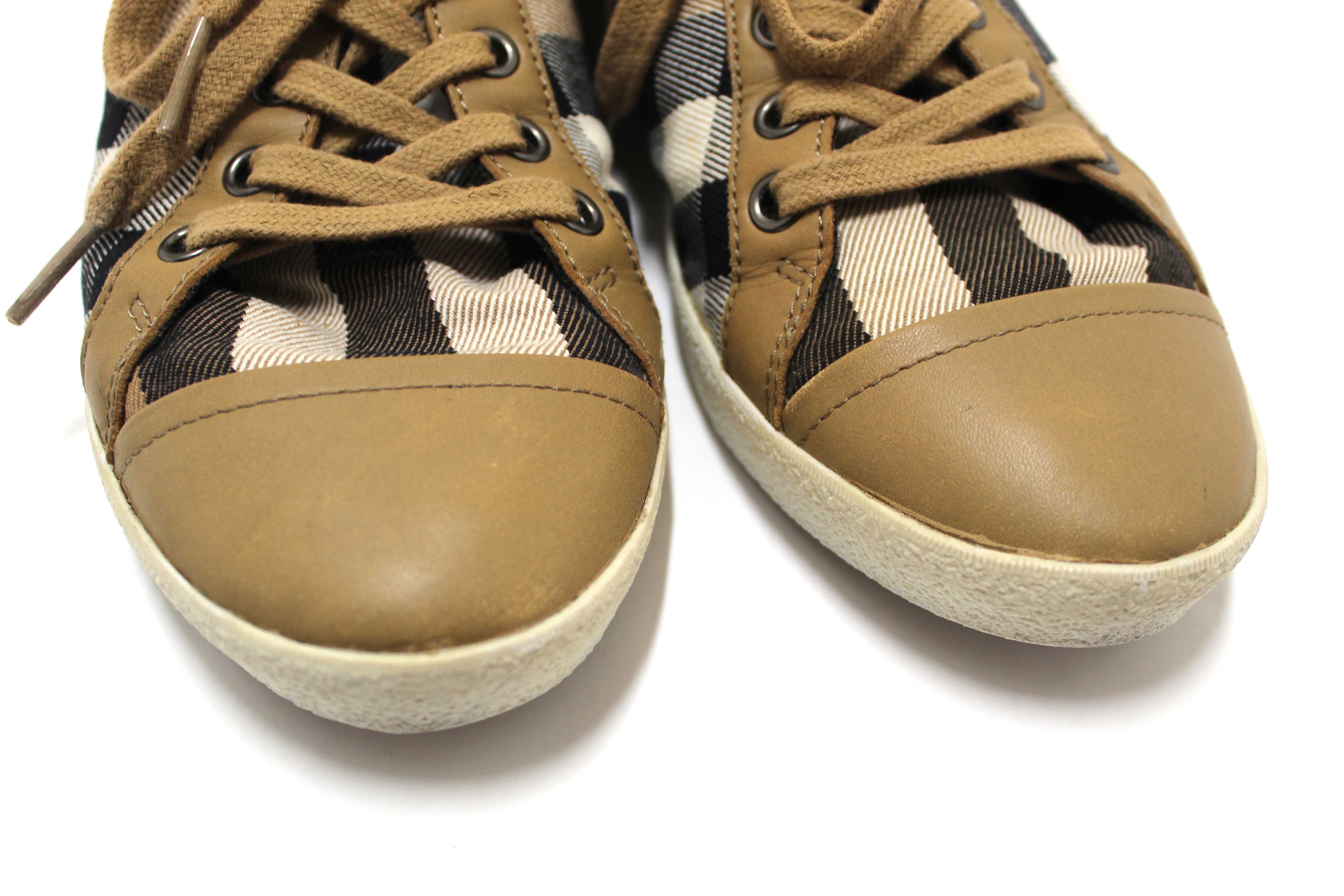 Authentic Burberry House Check Pattern Canvas Sneakers Size 39