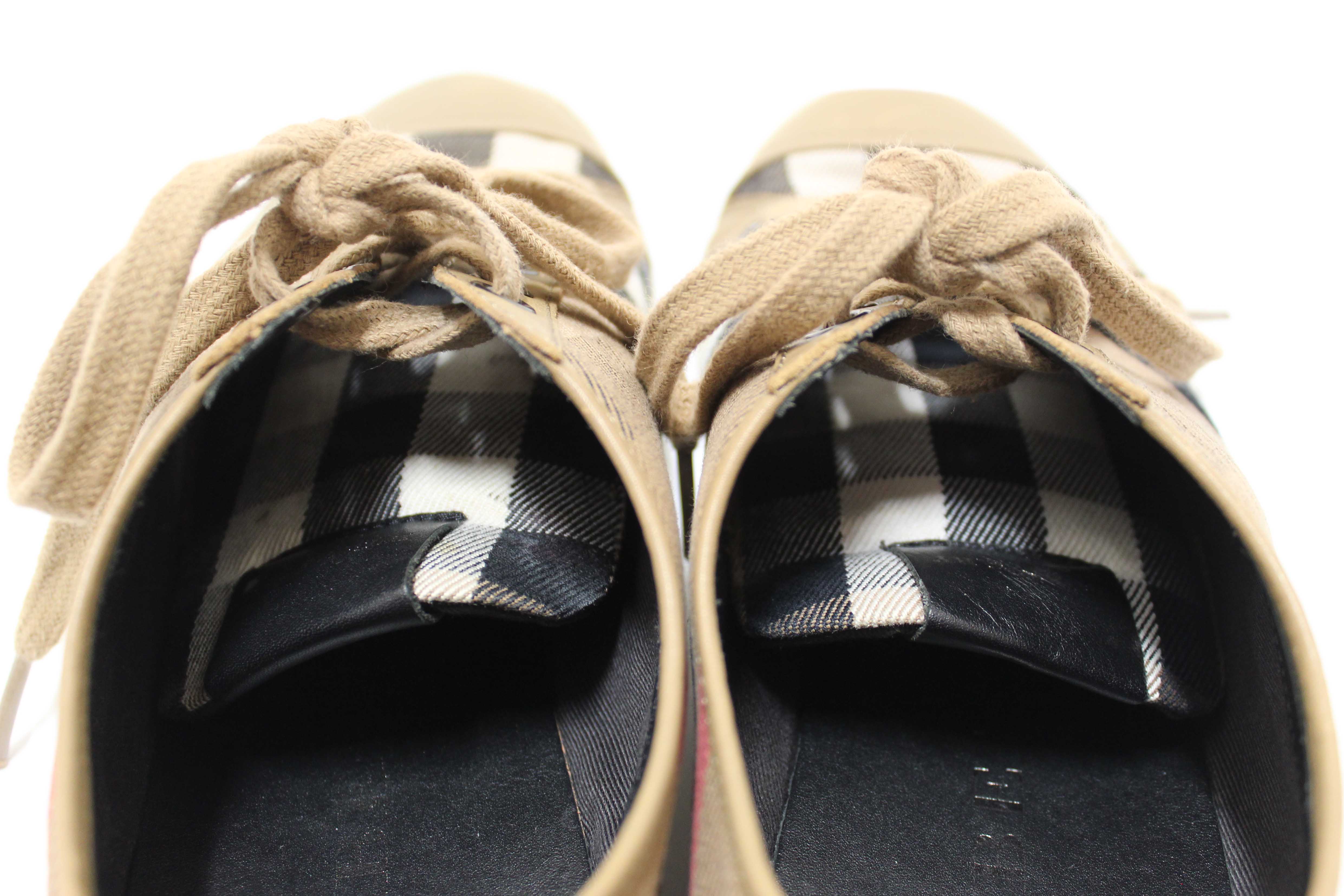 Authentic Burberry House Check Pattern Canvas Sneakers Size 39